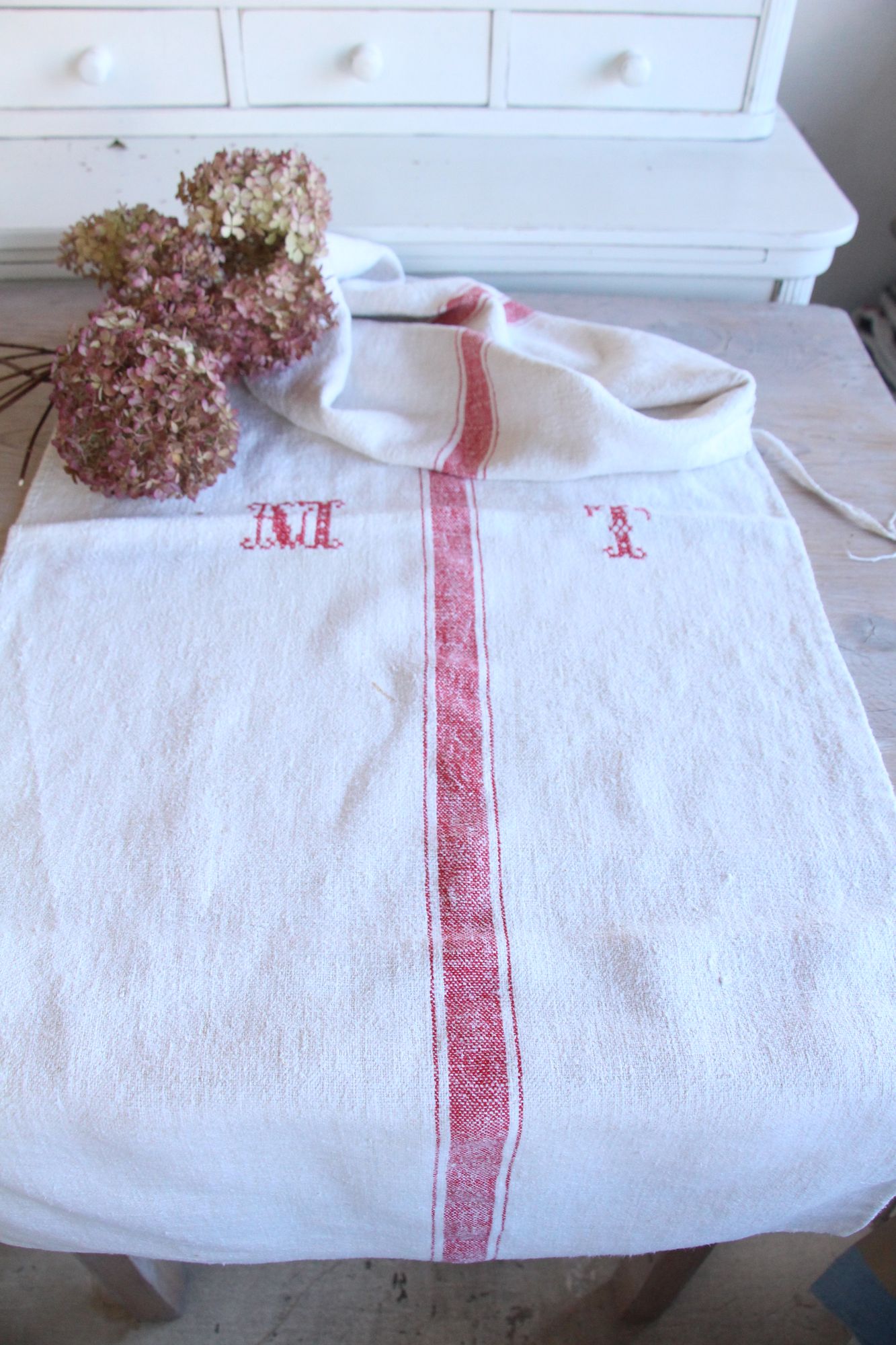 antique linen grainsack, curtain fabric, wedding fabric, durable, L 764 - Image 2