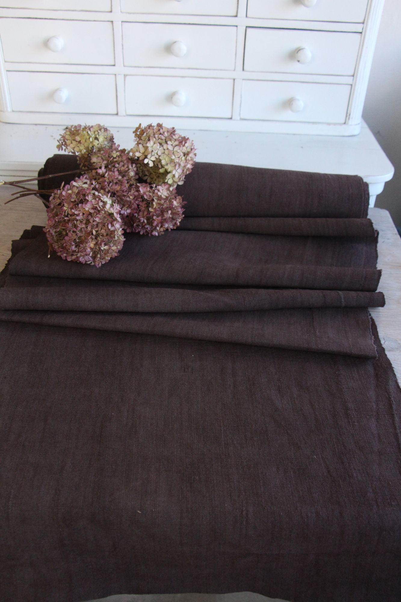 dyed antique linen fabric, 9.90y, upholstery fabric, curtain fabric, Z 142 - Image 2