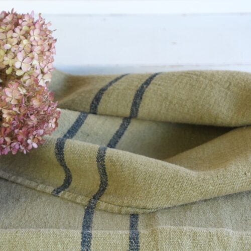 dyed antique linen grain sack, handwoven, wedding decor, durable L 292