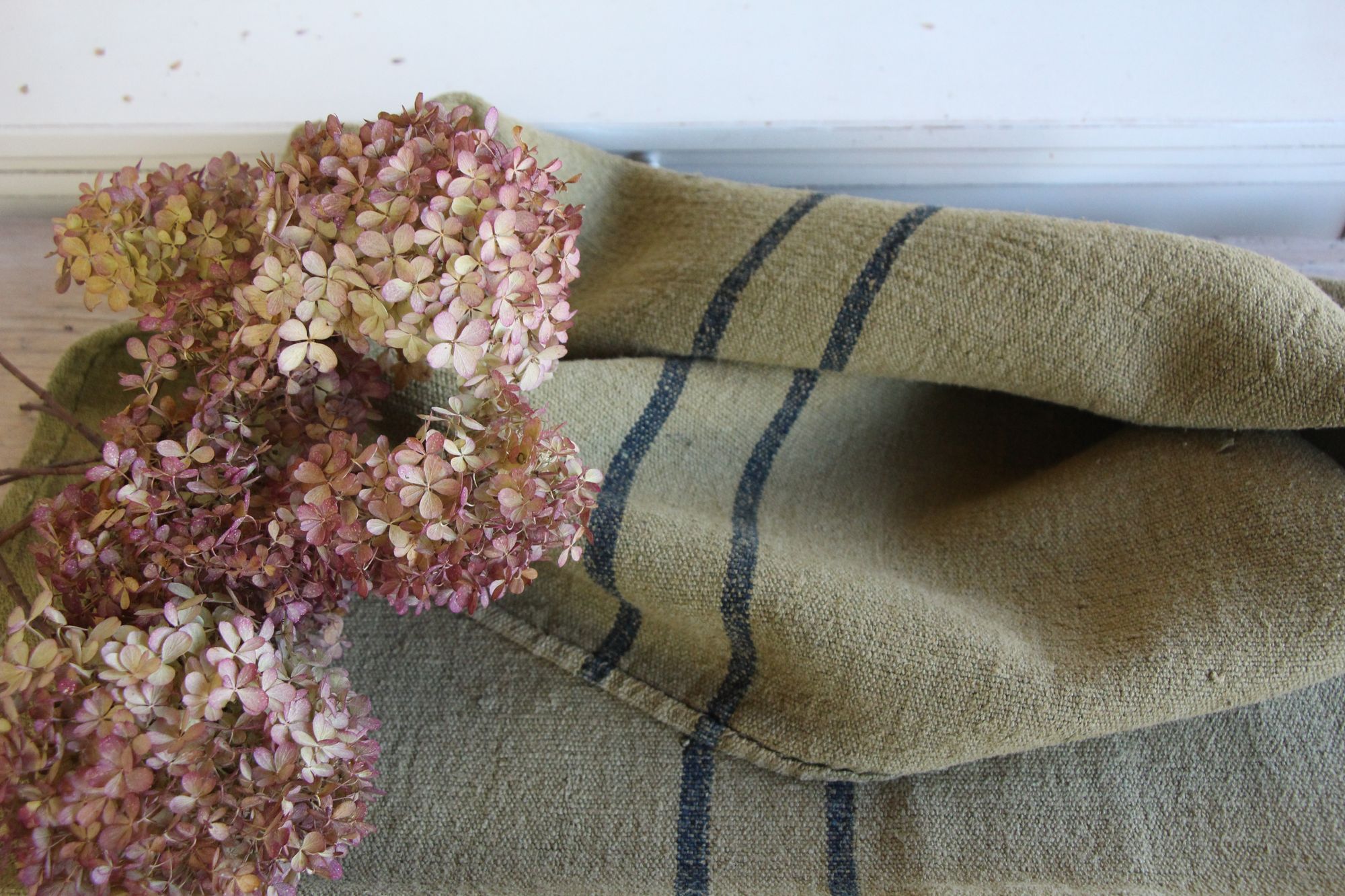 gefärbter antiker Leinen-Getreidesack, handgewebt, Hochzeitsdeko, langlebig, L 292 – Bild 5