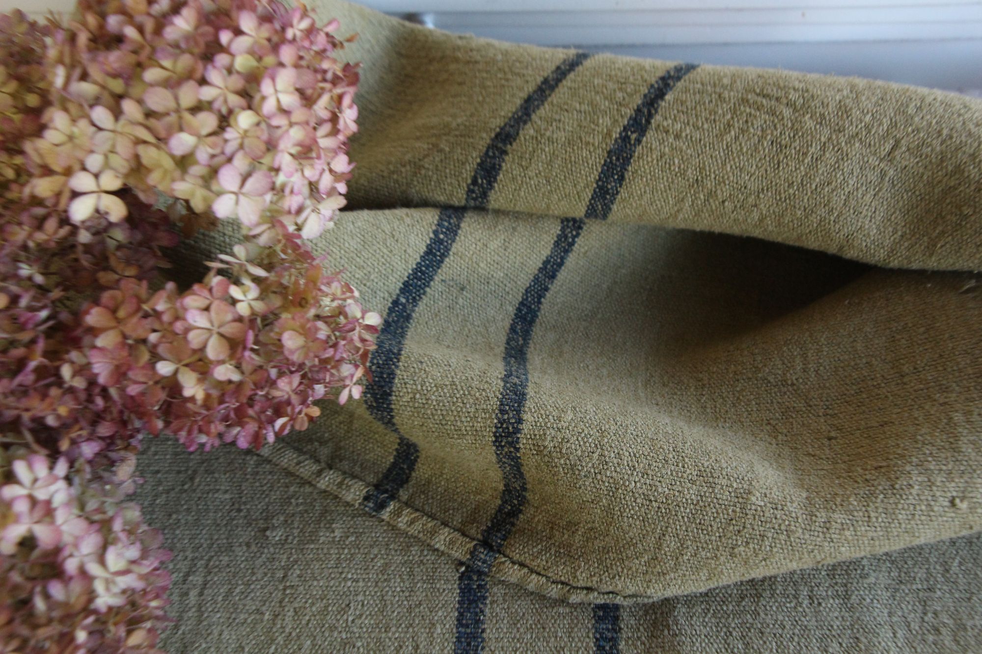 gefärbter antiker Leinen-Getreidesack, handgewebt, Hochzeitsdeko, langlebig, L 292 – Bild 8