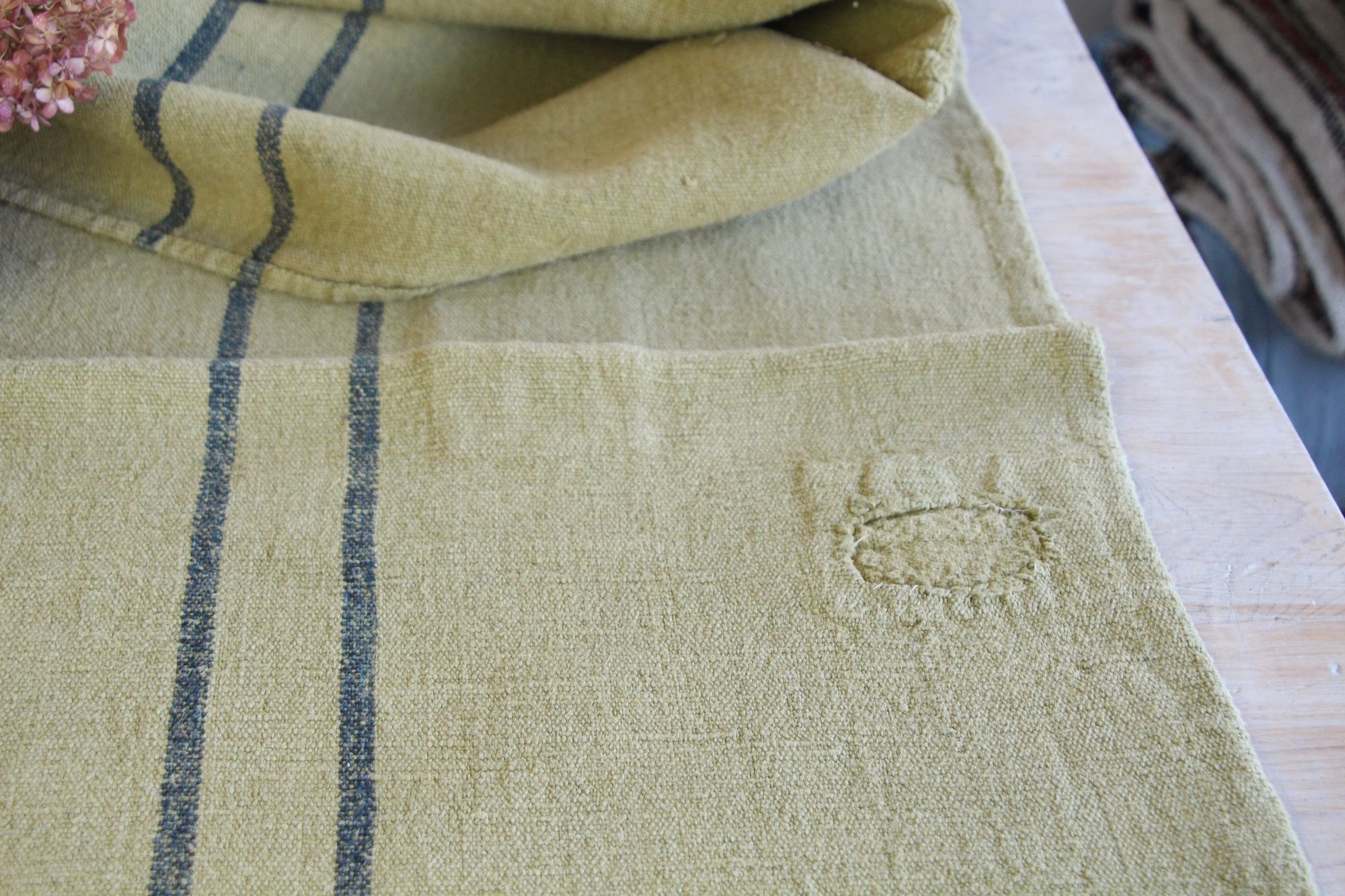 gefärbter antiker Leinen-Getreidesack, handgewebt, Hochzeitsdeko, langlebig, L 292 – Bild 10