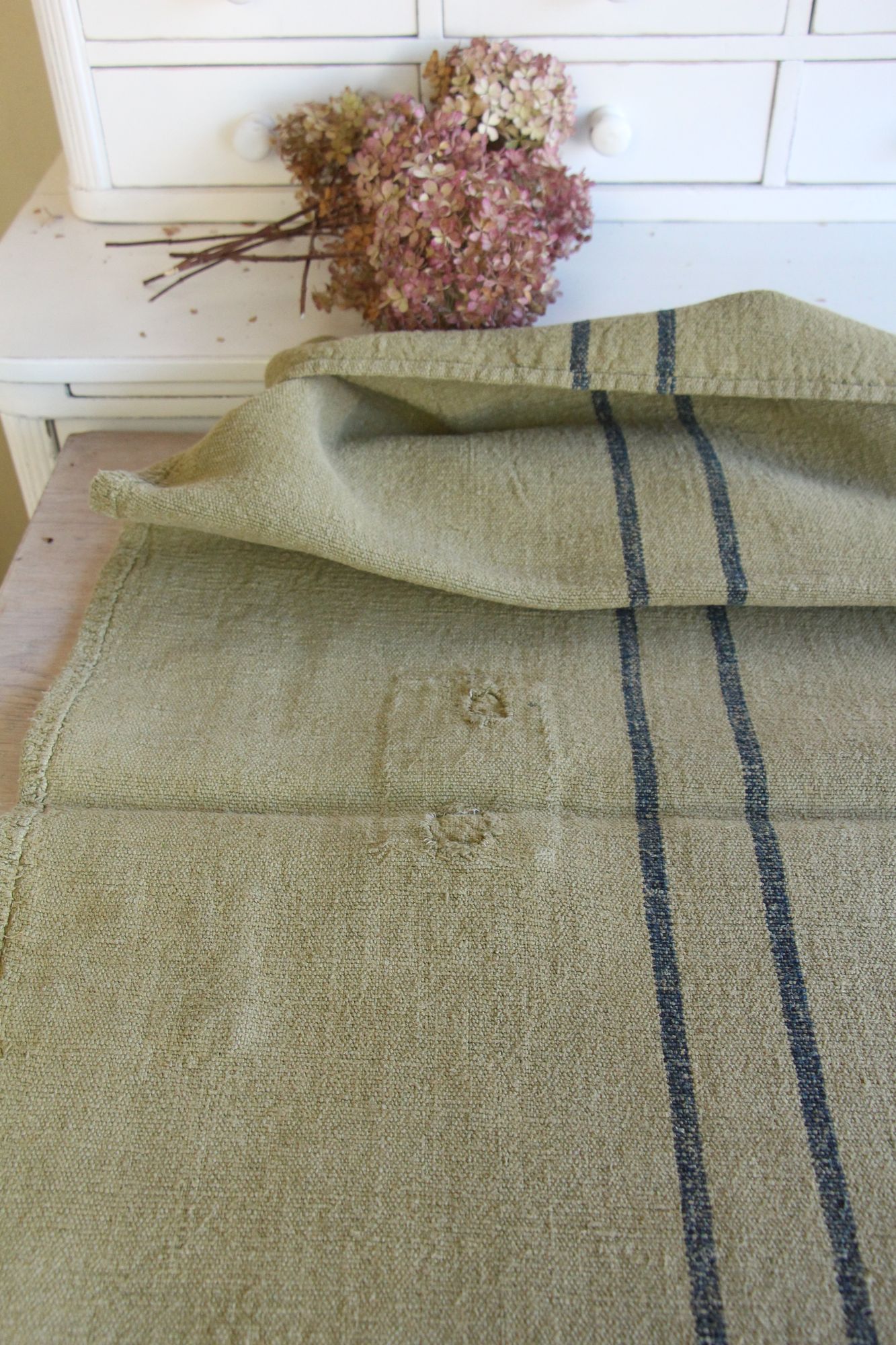 gefärbter antiker Leinen-Getreidesack, handgewebt, Hochzeitsdeko, langlebig, L 292 – Bild 9