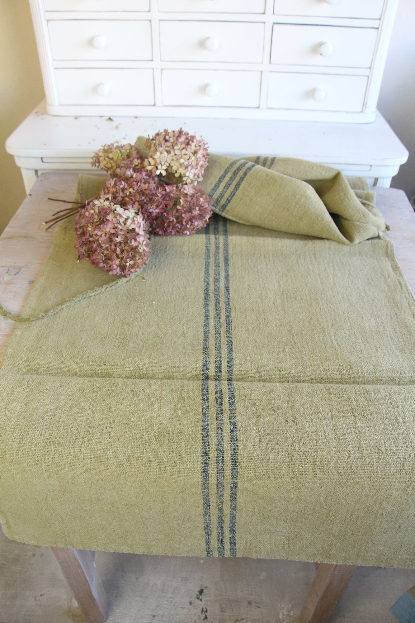 gefärbter antiker Leinen-Getreidesack, handgewebt, Hochzeitsdeko, langlebig, L 293 – Bild 2