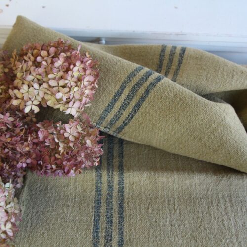 dyed antique linen grain sack, handwoven, wedding decor, durable L 293