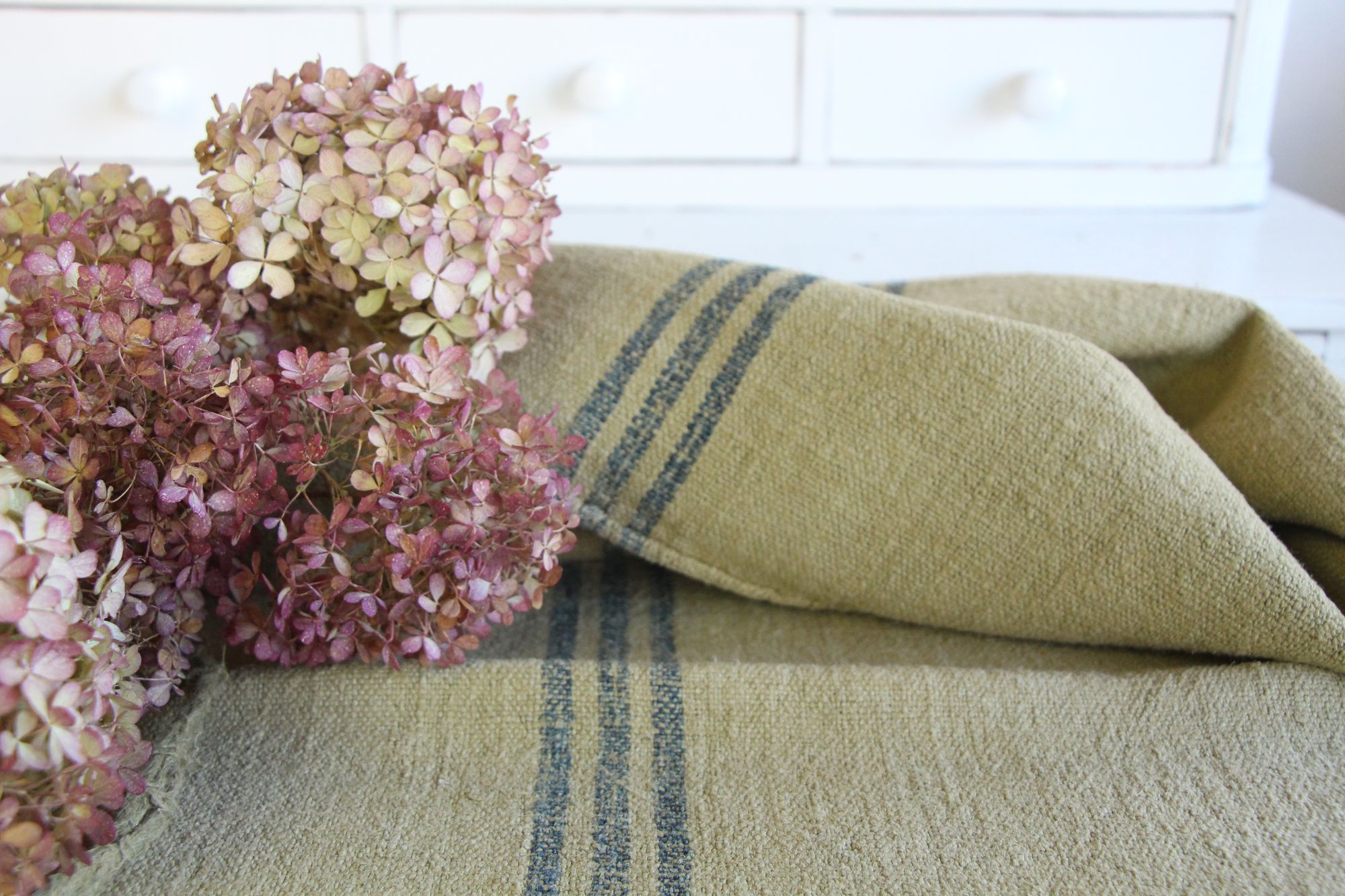 gefärbter antiker Leinen-Getreidesack, handgewebt, Hochzeitsdeko, langlebig, L 293 – Bild 5