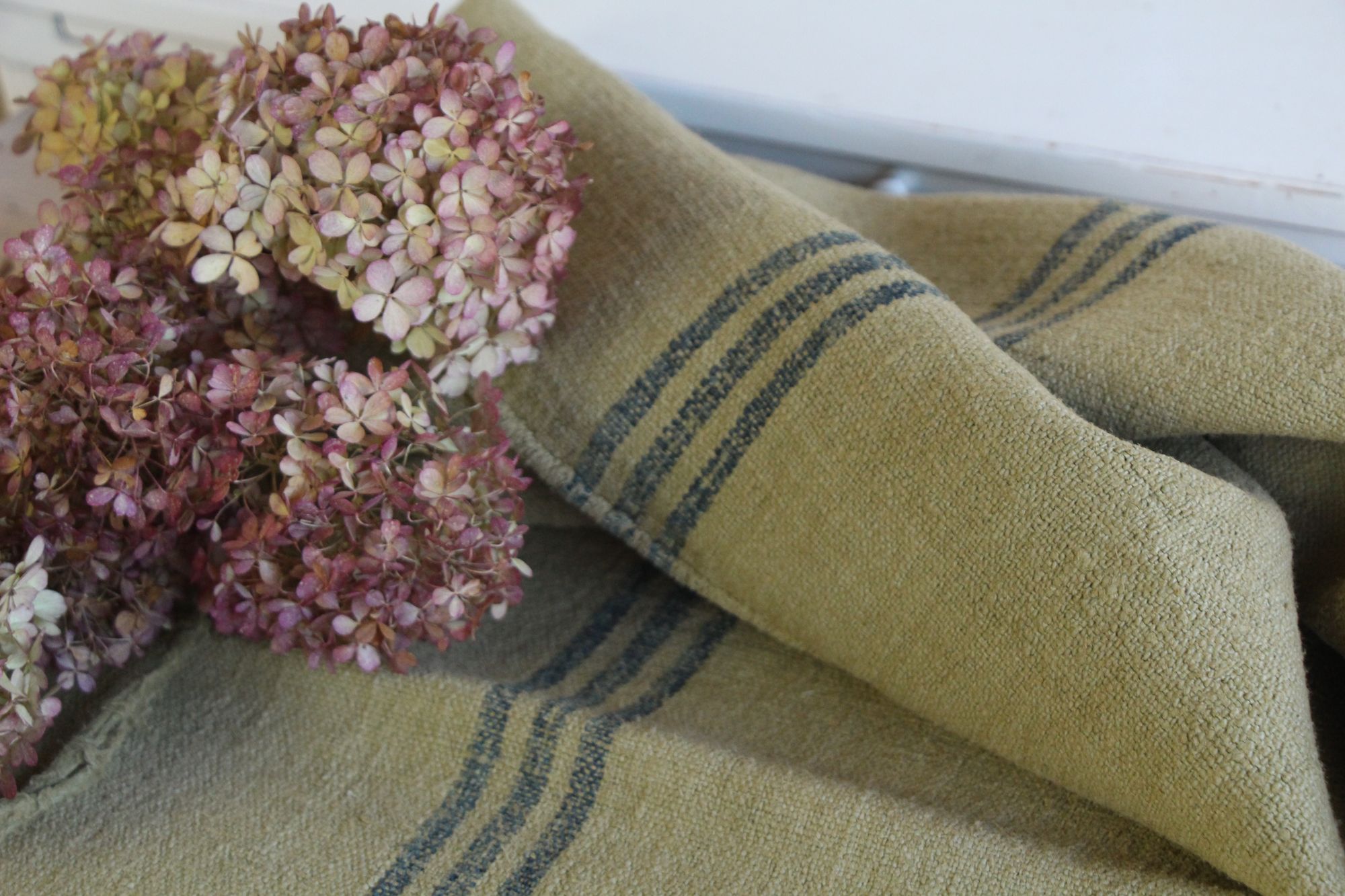 gefärbter antiker Leinen-Getreidesack, handgewebt, Hochzeitsdeko, langlebig, L 293 – Bild 7