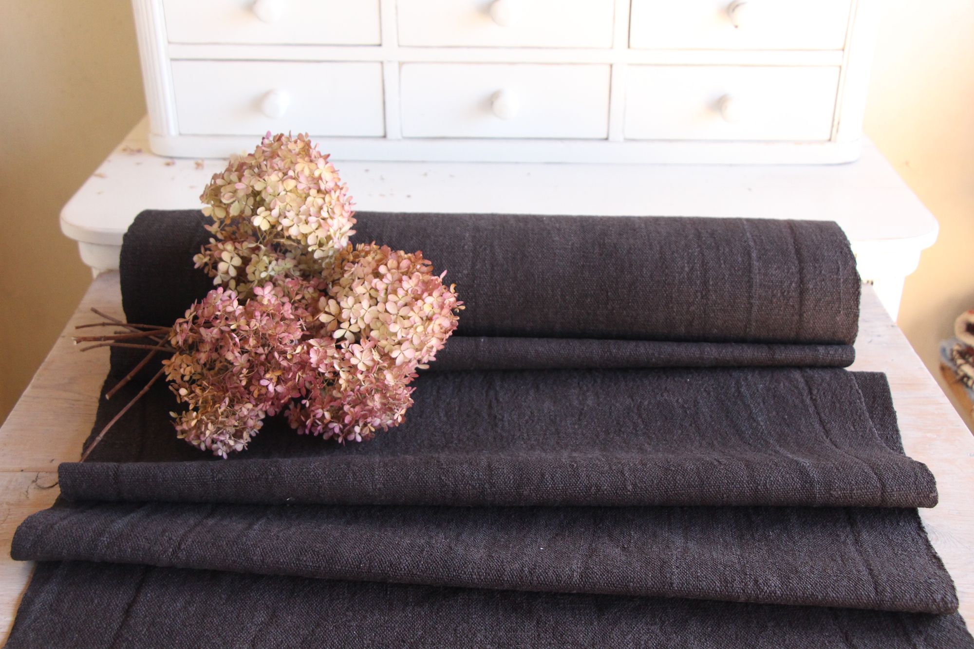 dyed antique linen fabric, 9.90y, upholstery fabric, curtain fabric, Z 150 - Image 10