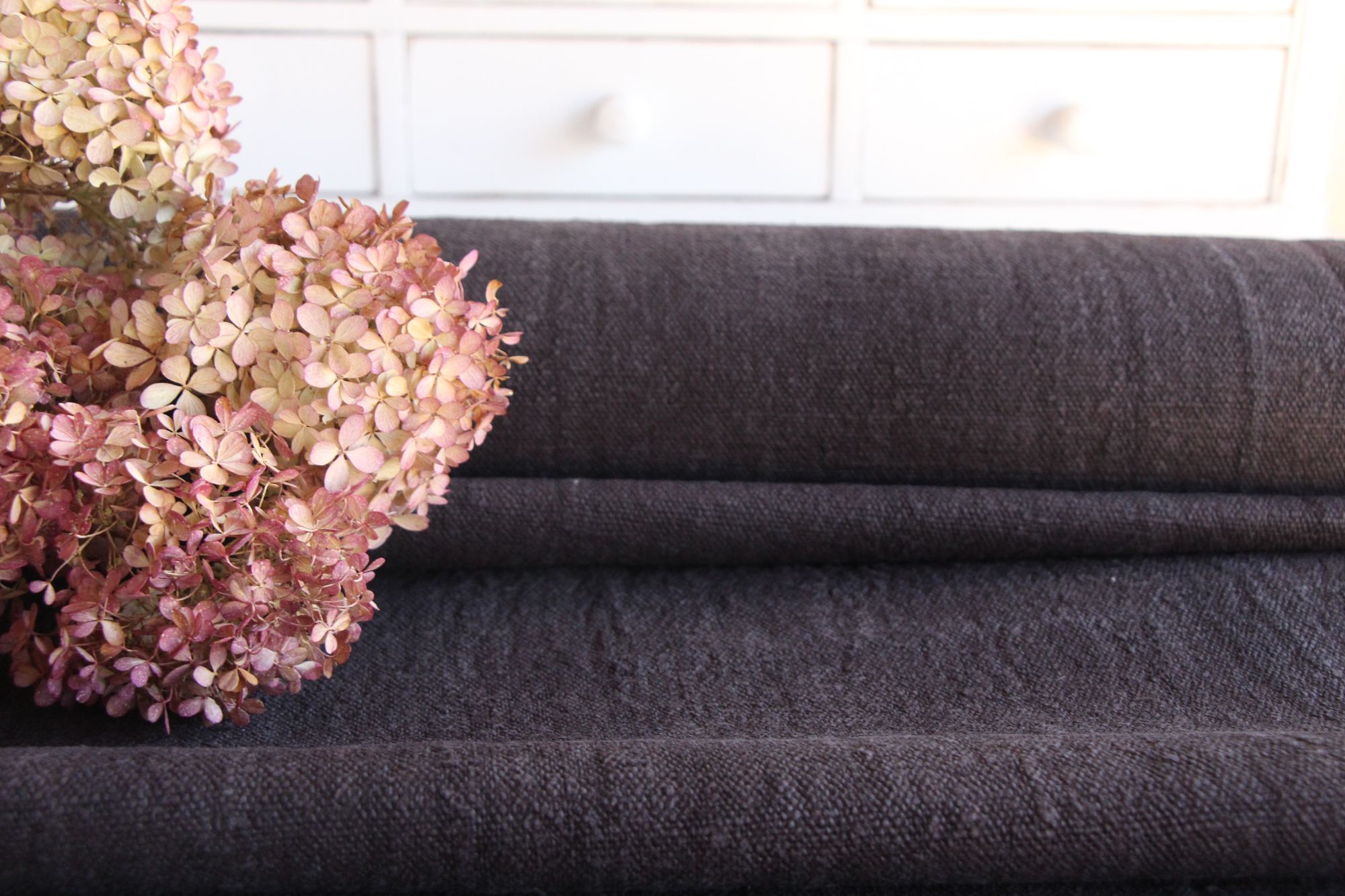 dyed antique linen fabric, 9.90y, upholstery fabric, curtain fabric, Z 150 - Image 6