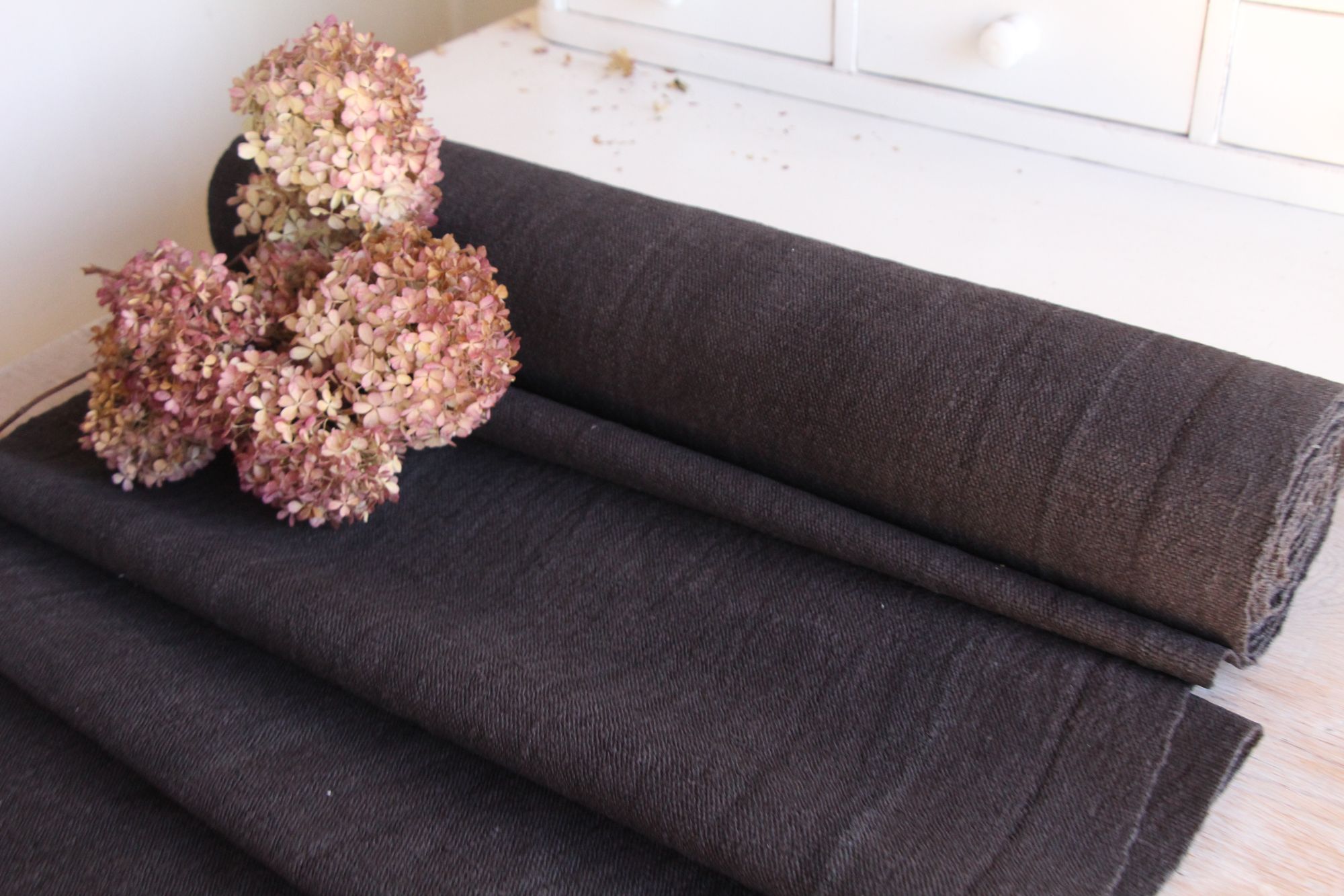 dyed antique linen fabric, 9.90y, upholstery fabric, curtain fabric, Z 150 - Image 5