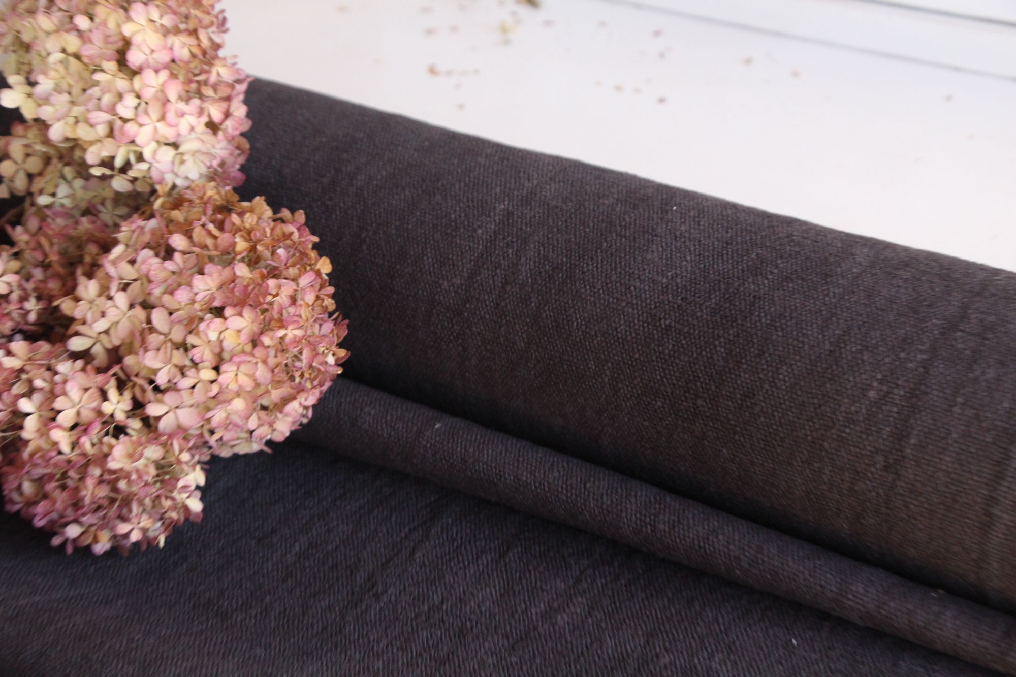 dyed antique linen fabric, 9.90y, upholstery fabric, curtain fabric, Z 150 - Image 4