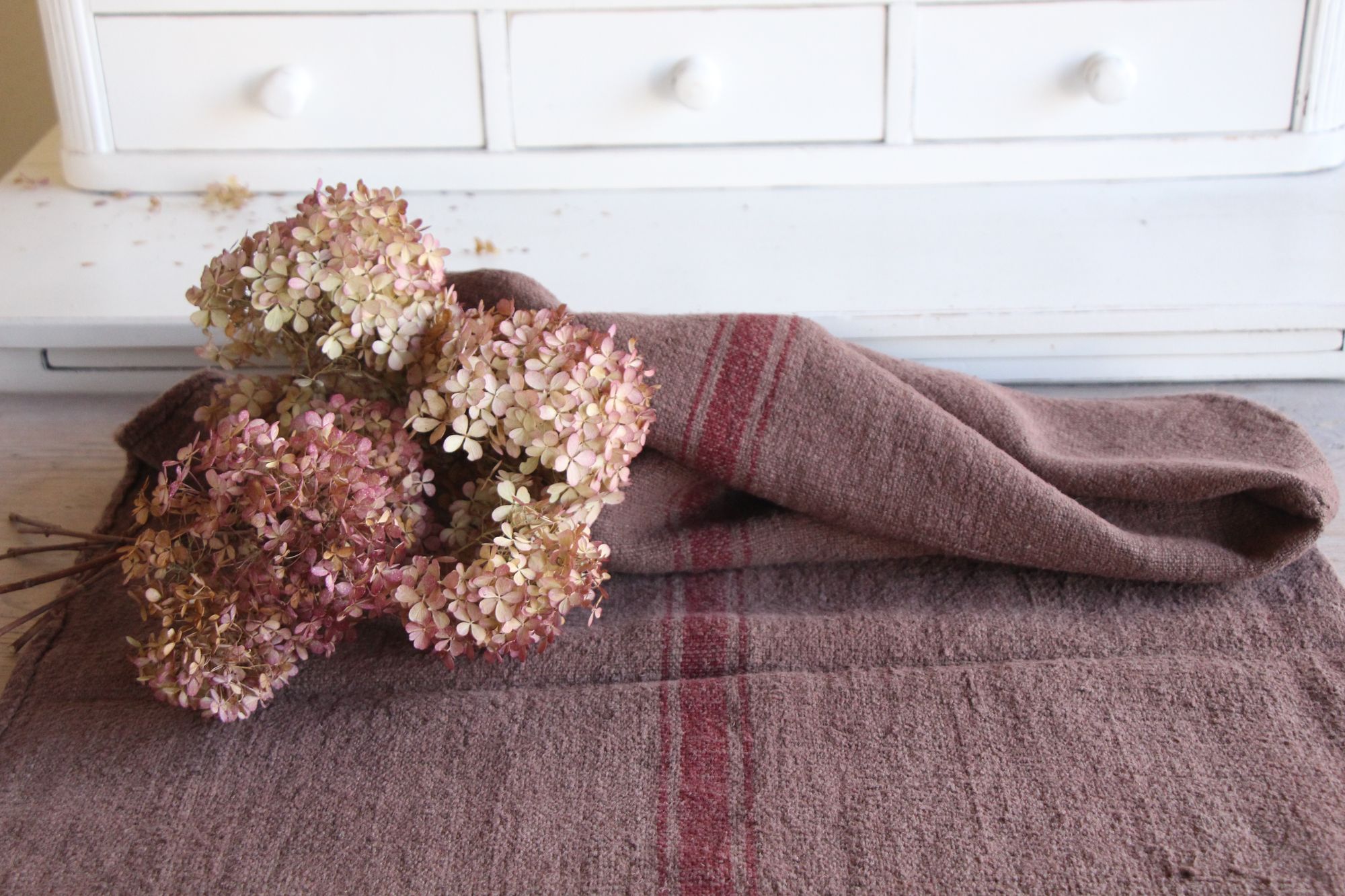 gefärbter antiker Leinen-Getreidesack, handgewebt, Landhaus Dekor, langlebig, L 778 – Bild 11