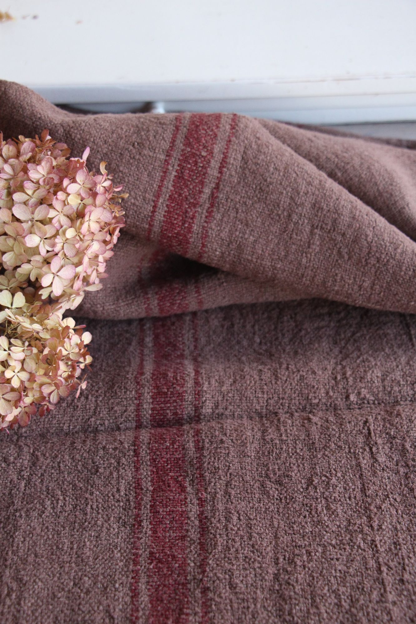 gefärbter antiker Leinen-Getreidesack, handgewebt, Landhaus Dekor, langlebig, L 778 – Bild 10