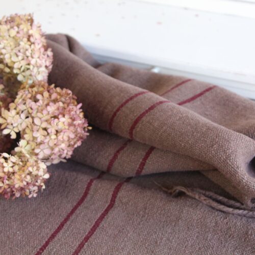 gefärbter antiker Leinen-Getreidesack, handgewebt, Landhaus Dekor, langlebig, L 775