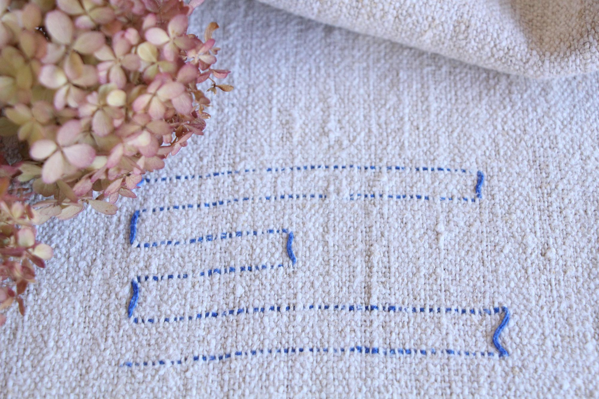 antiker Getreidesack aus Leine, Naturstoff, Tischläufer, Monogramm, langlebig, L 714 – Bild 10