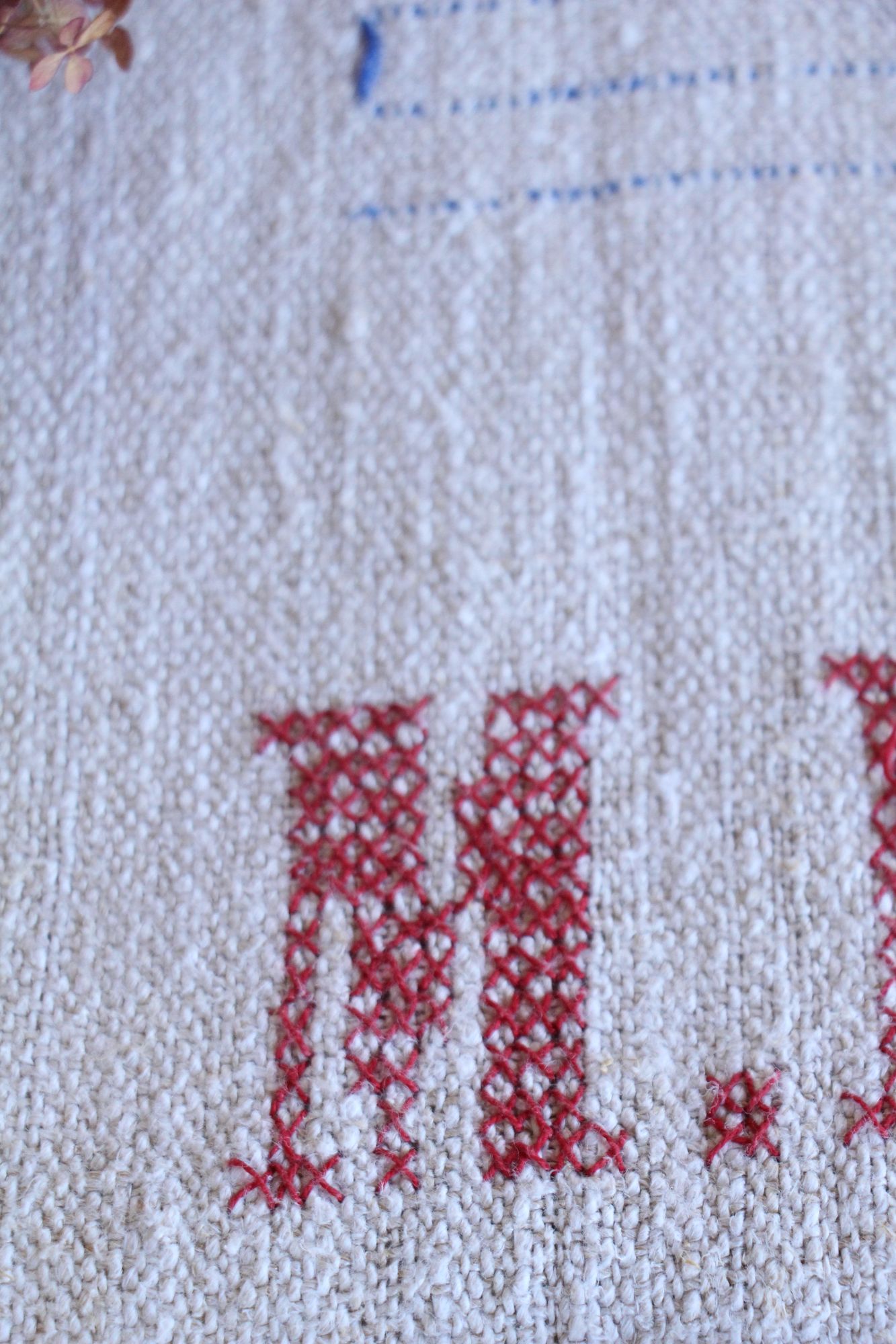 antiker Getreidesack aus Leine, Naturstoff, Tischläufer, Monogramm, langlebig, L 714 – Bild 6