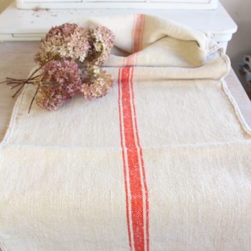 antiker Getreidesack aus Leine, handgewebt, Polsterstoff, seltene Streifen, langlebig, L 722