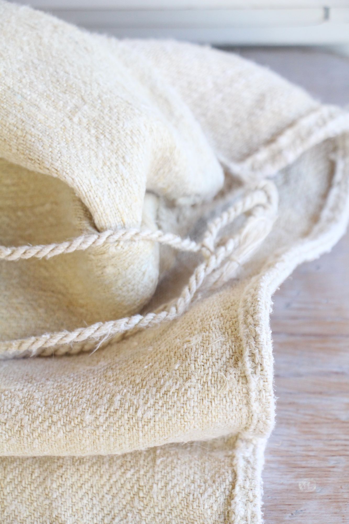 antiker Getreidesack aus Leine, handgewebt, Polsterstoff, seltene Streifen, langlebig, L 722 – Bild 10