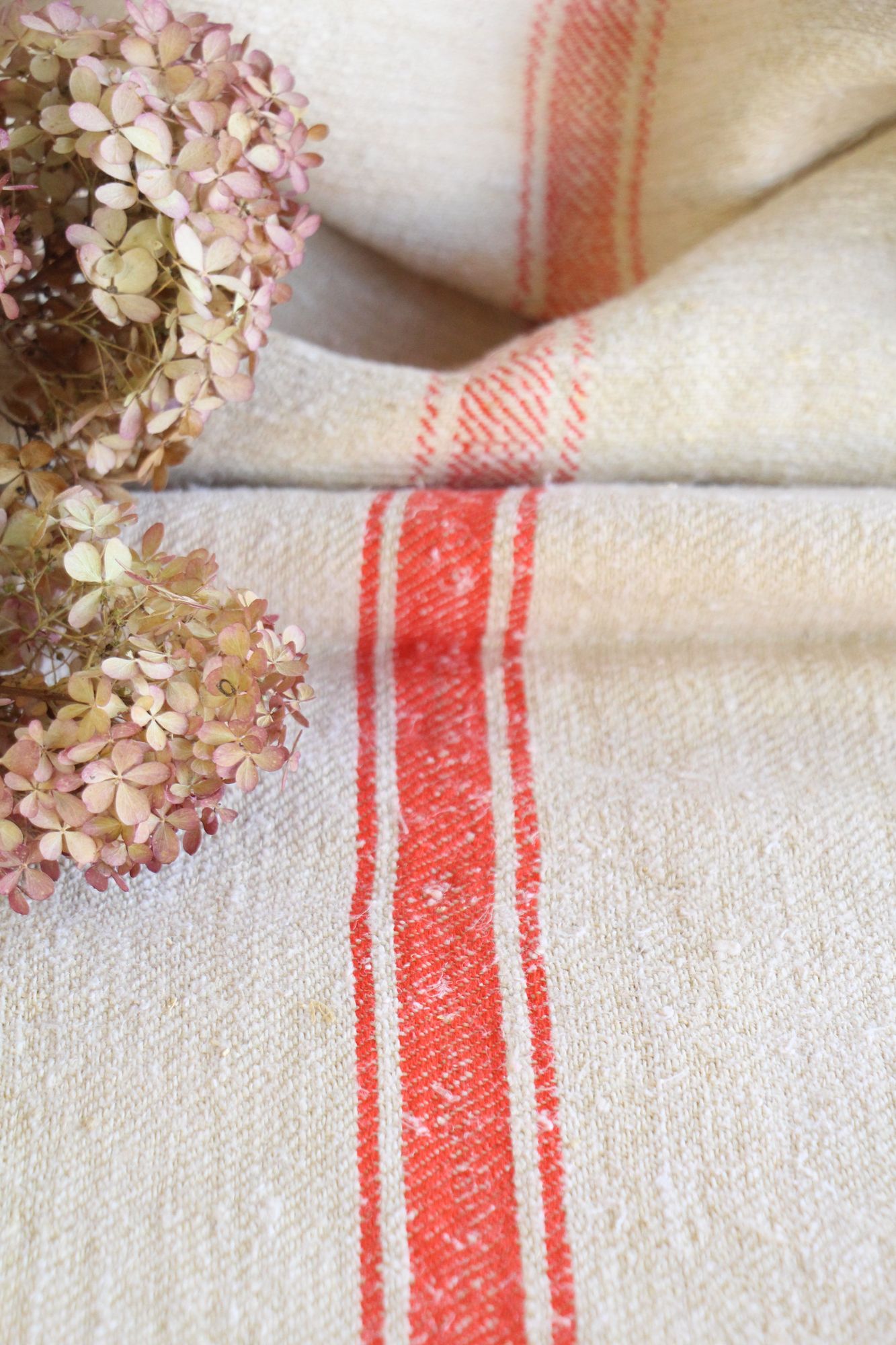 antiker Getreidesack aus Leine, handgewebt, Polsterstoff, seltene Streifen, langlebig, L 722 – Bild 6