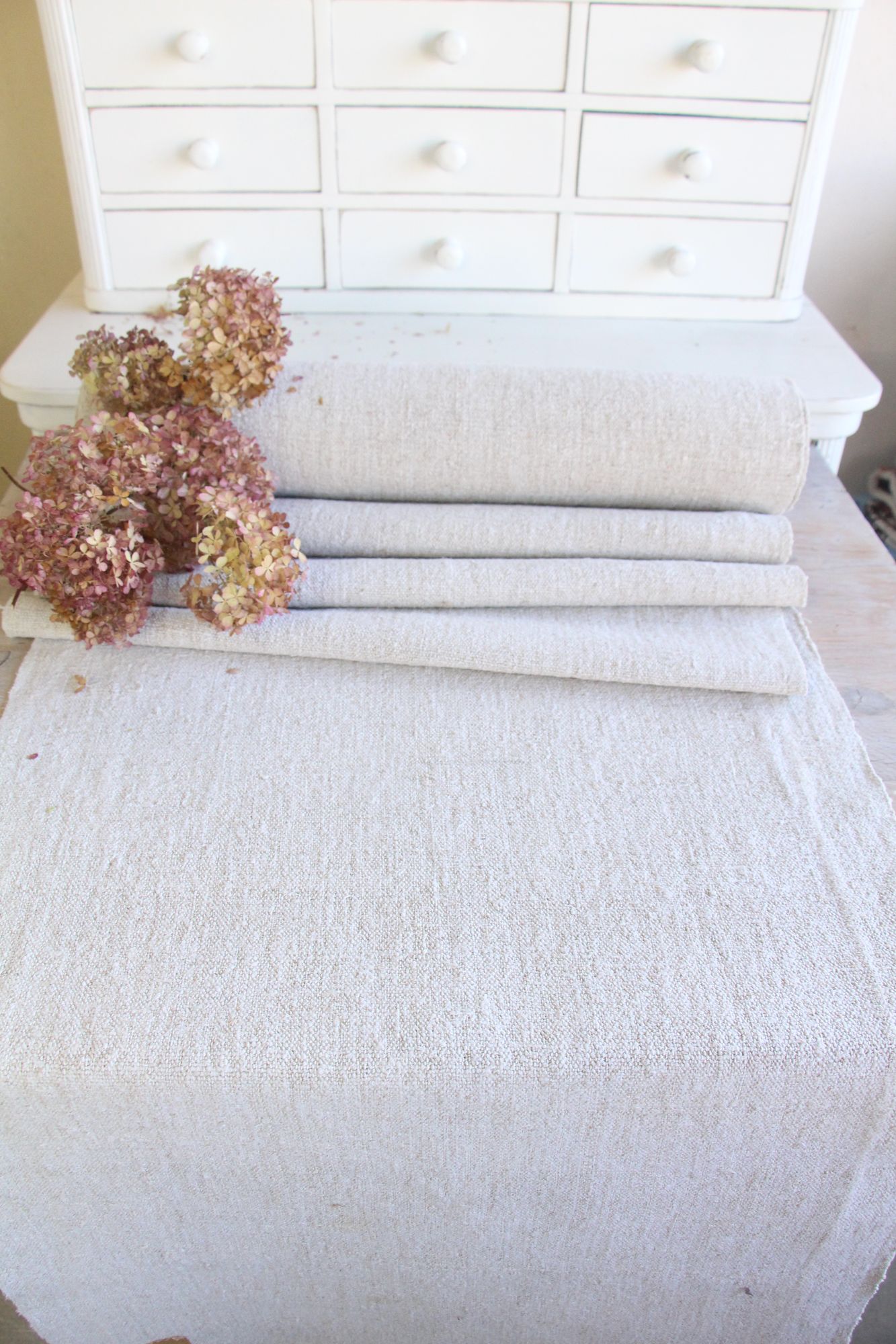 antiker Leinenstoff, 8,0 m, Polsterstoff, Hochzeitsdekor, Langlebig, UW 593 – Bild 2