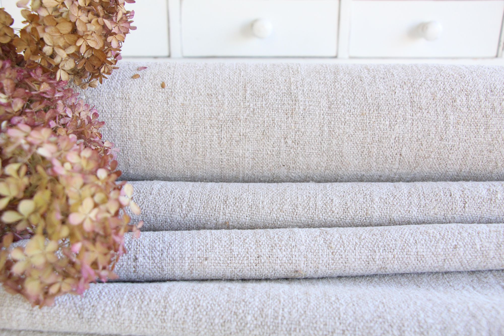 antiker Leinenstoff, 8,0 m, Polsterstoff, Hochzeitsdekor, Langlebig, UW 593 – Bild 5