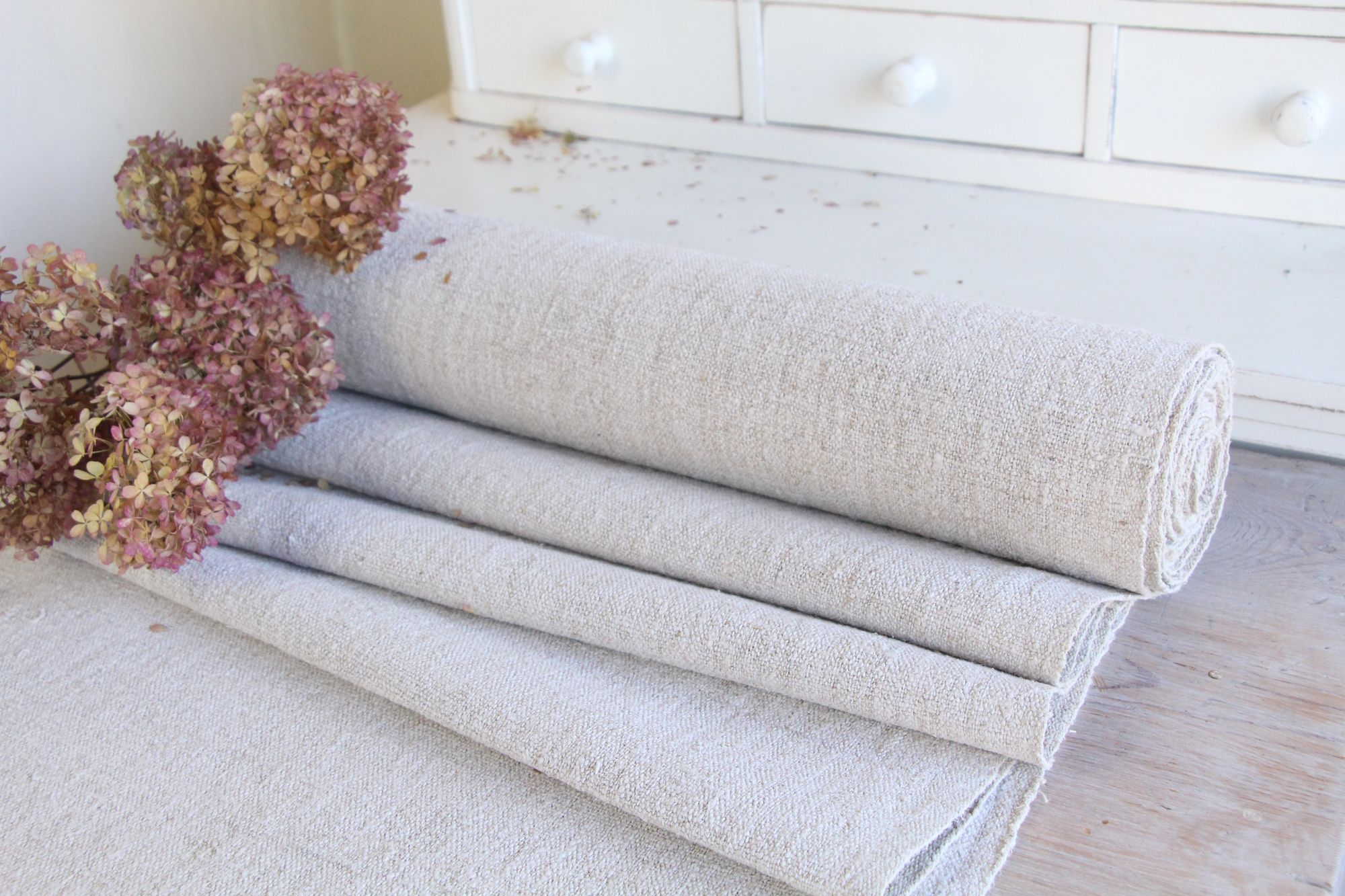 antiker Leinenstoff, 8,0 m, Polsterstoff, Hochzeitsdekor, Langlebig, UW 593 – Bild 4