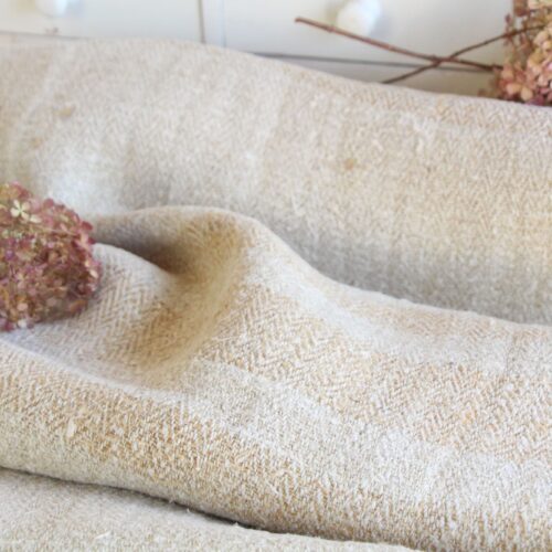 antique linen fabric, 3.82 y, table cloth, faded stripes, durabel, Z 103