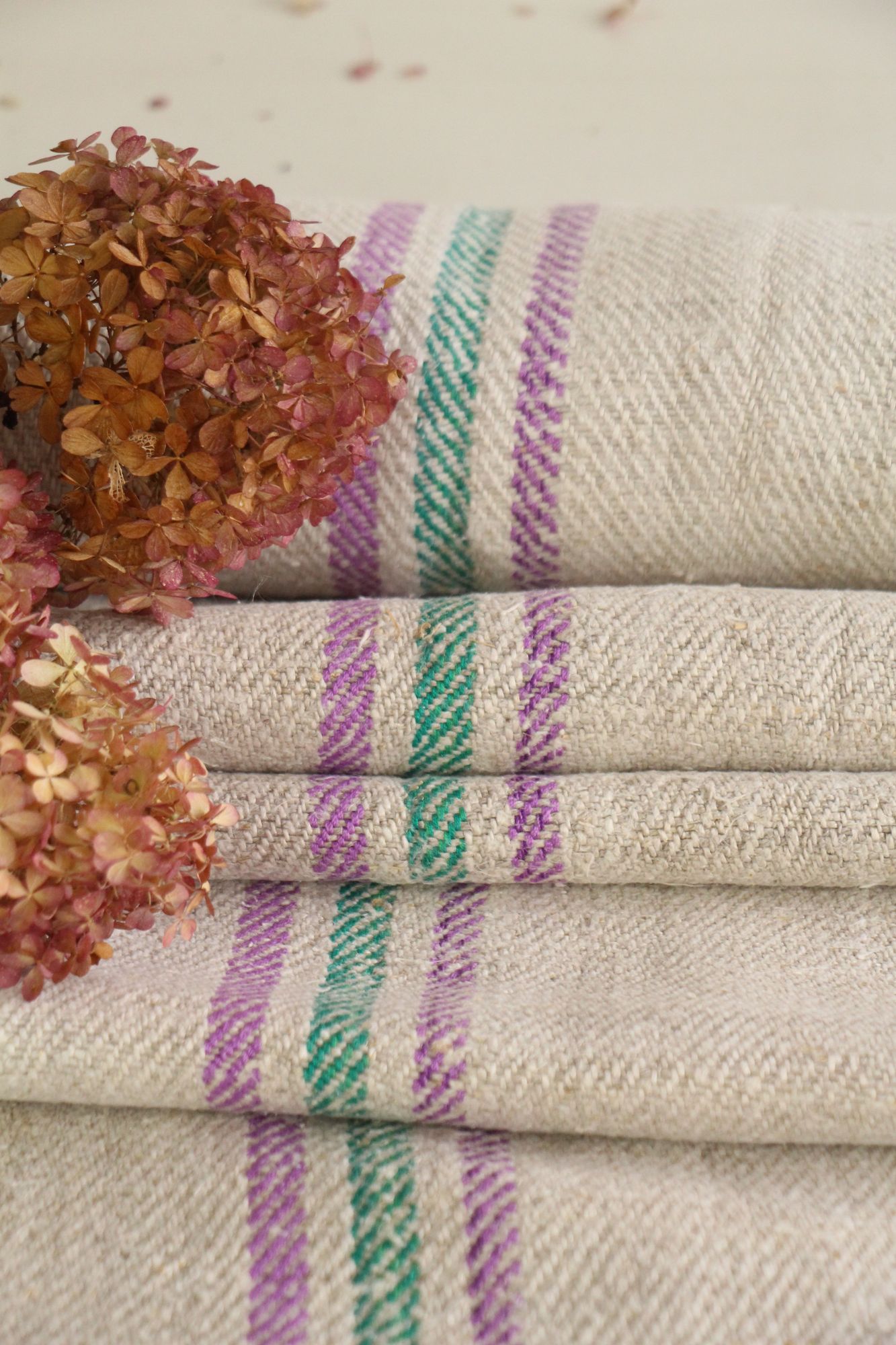 antique linen fabric, 6.01 y, handwoven, upholstery fabric, rare stripes, durabel, T 146 - Image 10