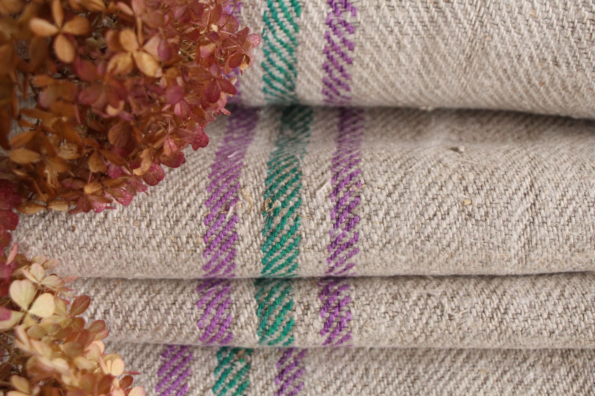 antique linen fabric, 6.01 y, handwoven, upholstery fabric, rare stripes, durabel, T 146 - Image 8