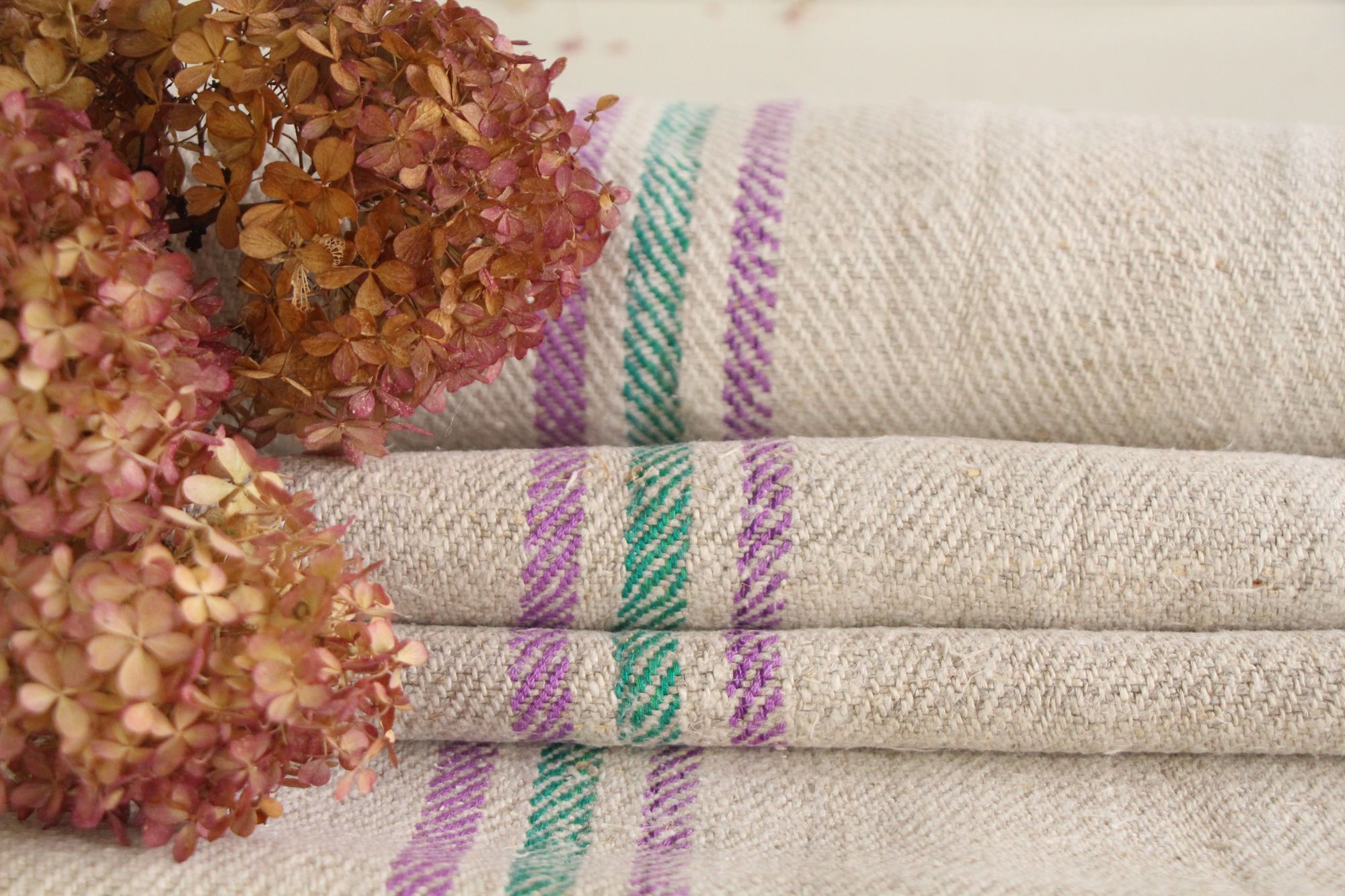 antique linen fabric, 6.01 y, handwoven, upholstery fabric, rare stripes, durabel, T 146 - Image 4