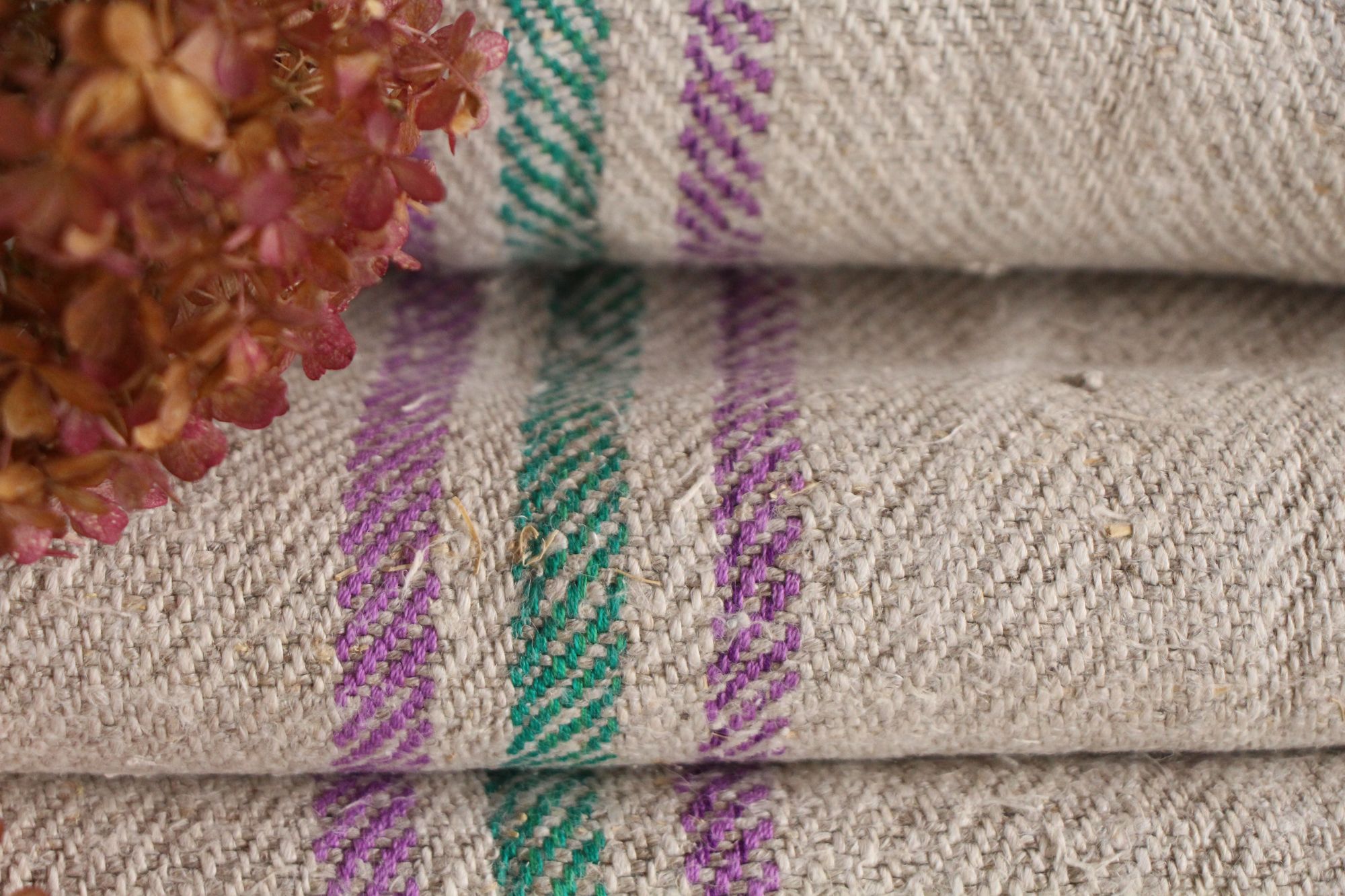 antique linen fabric, 6.01 y, handwoven, upholstery fabric, rare stripes, durabel, T 146 - Image 7