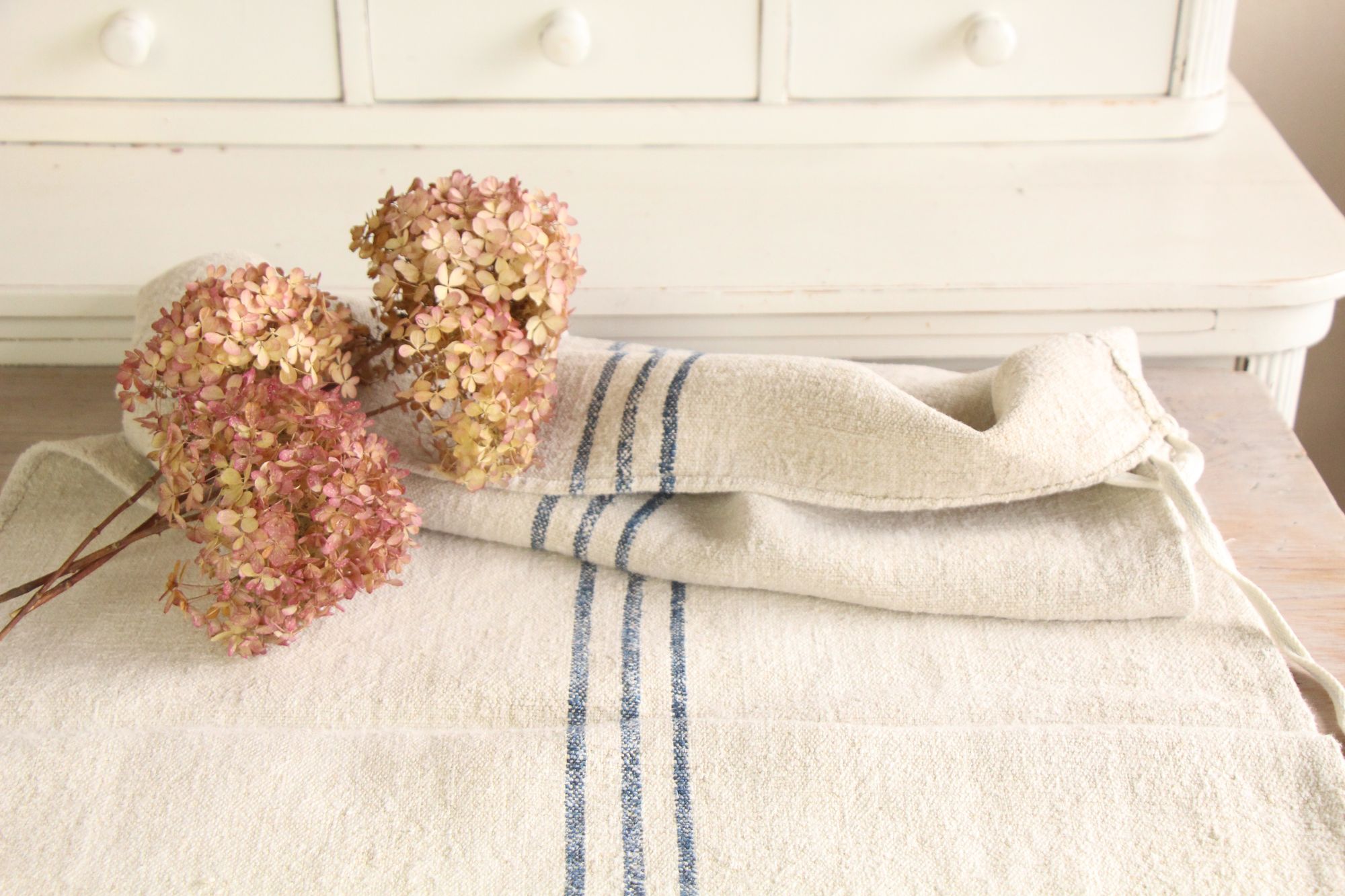 antiker Getreidesack aus Leine, Naturstoff, Gustavian Style, langlebig, L 786 – Bild 2