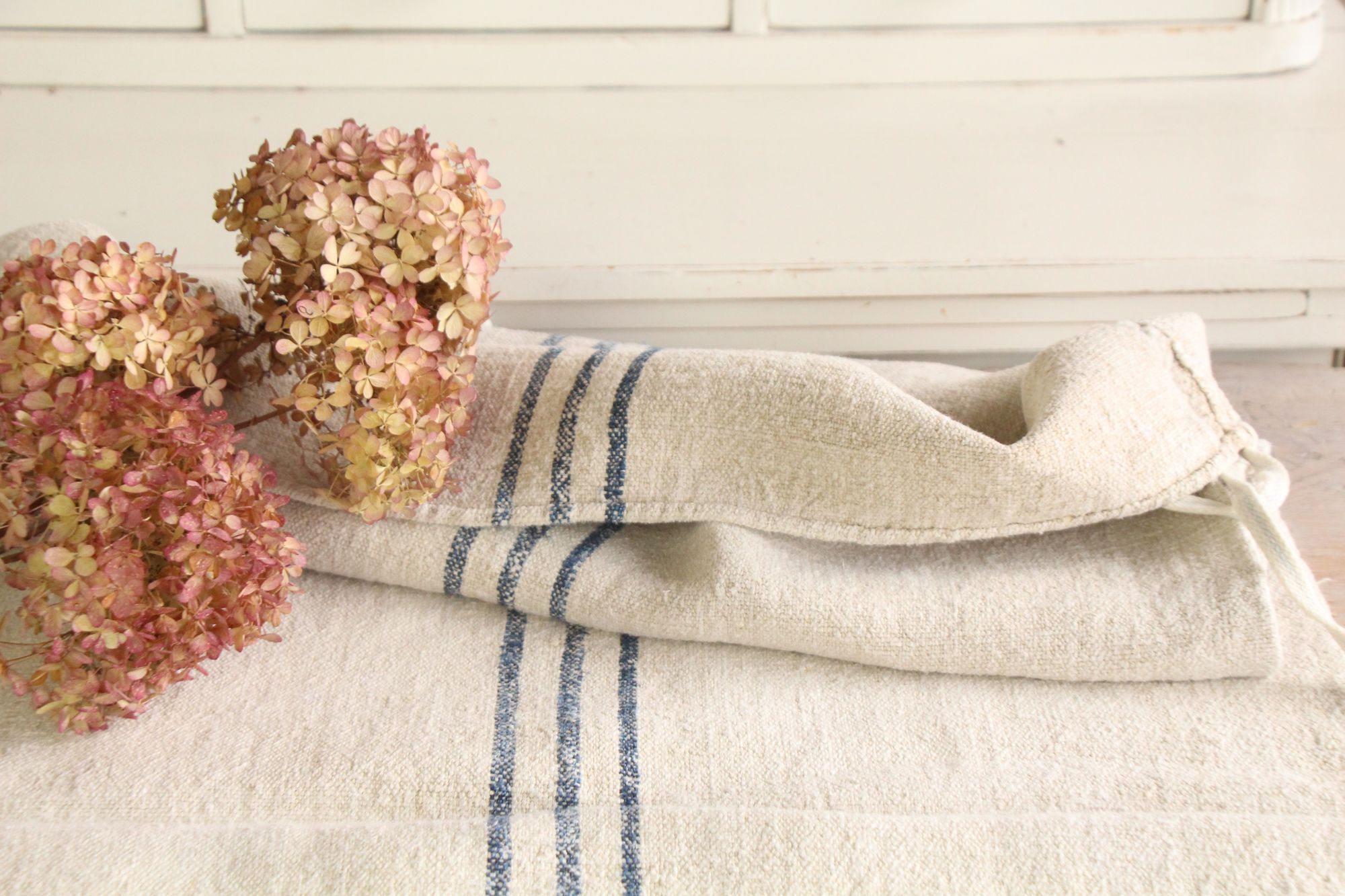 antiker Getreidesack aus Leine, Naturstoff, Gustavian Style, langlebig, L 786