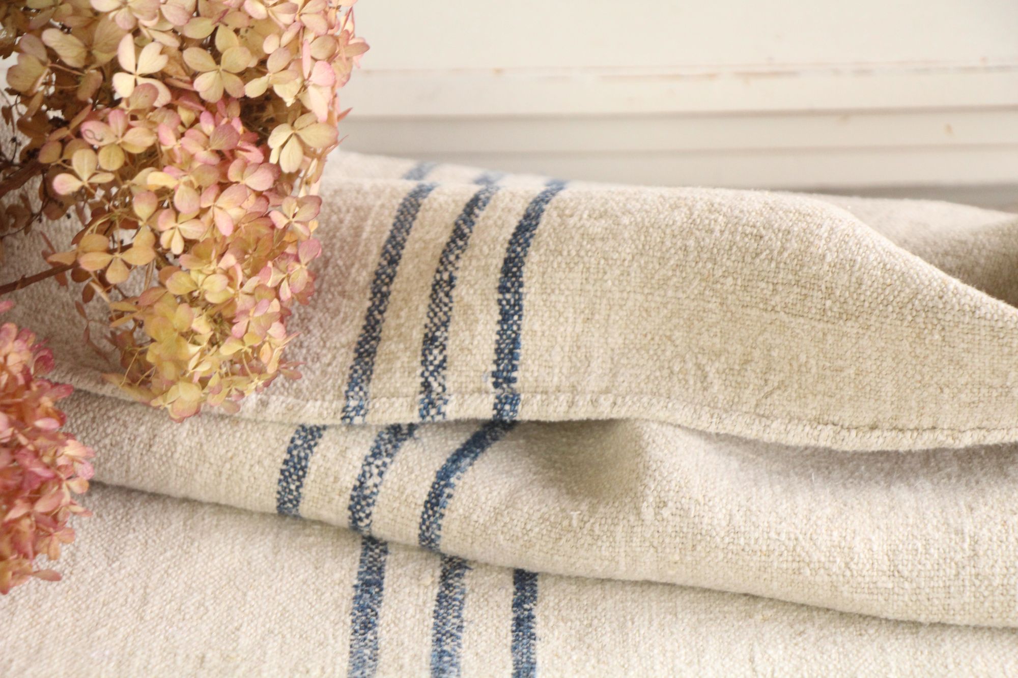 antiker Getreidesack aus Leine, Naturstoff, Gustavian Style, langlebig, L 786 – Bild 4