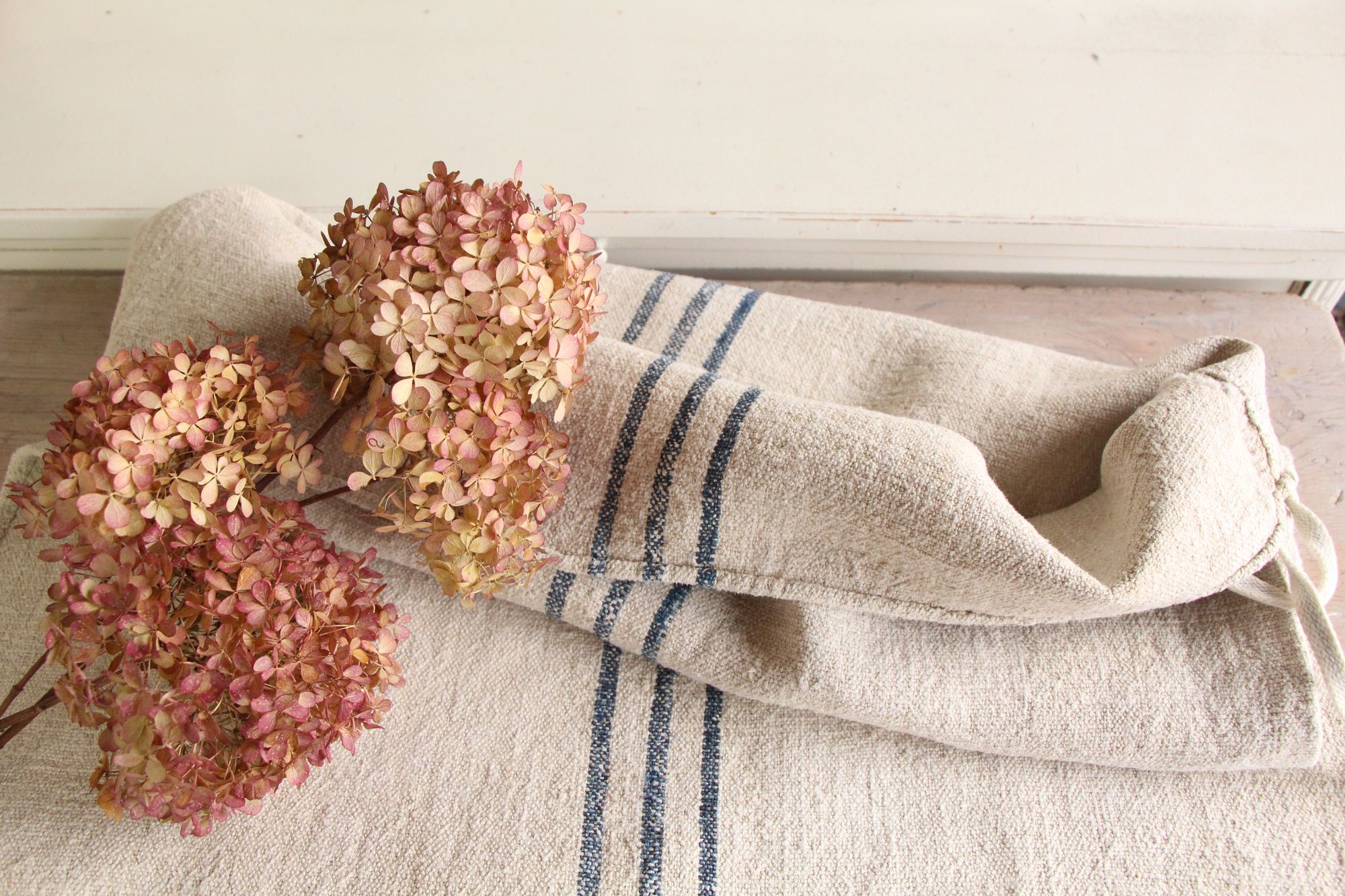 antiker Getreidesack aus Leine, Naturstoff, Gustavian Style, langlebig, L 786 – Bild 7