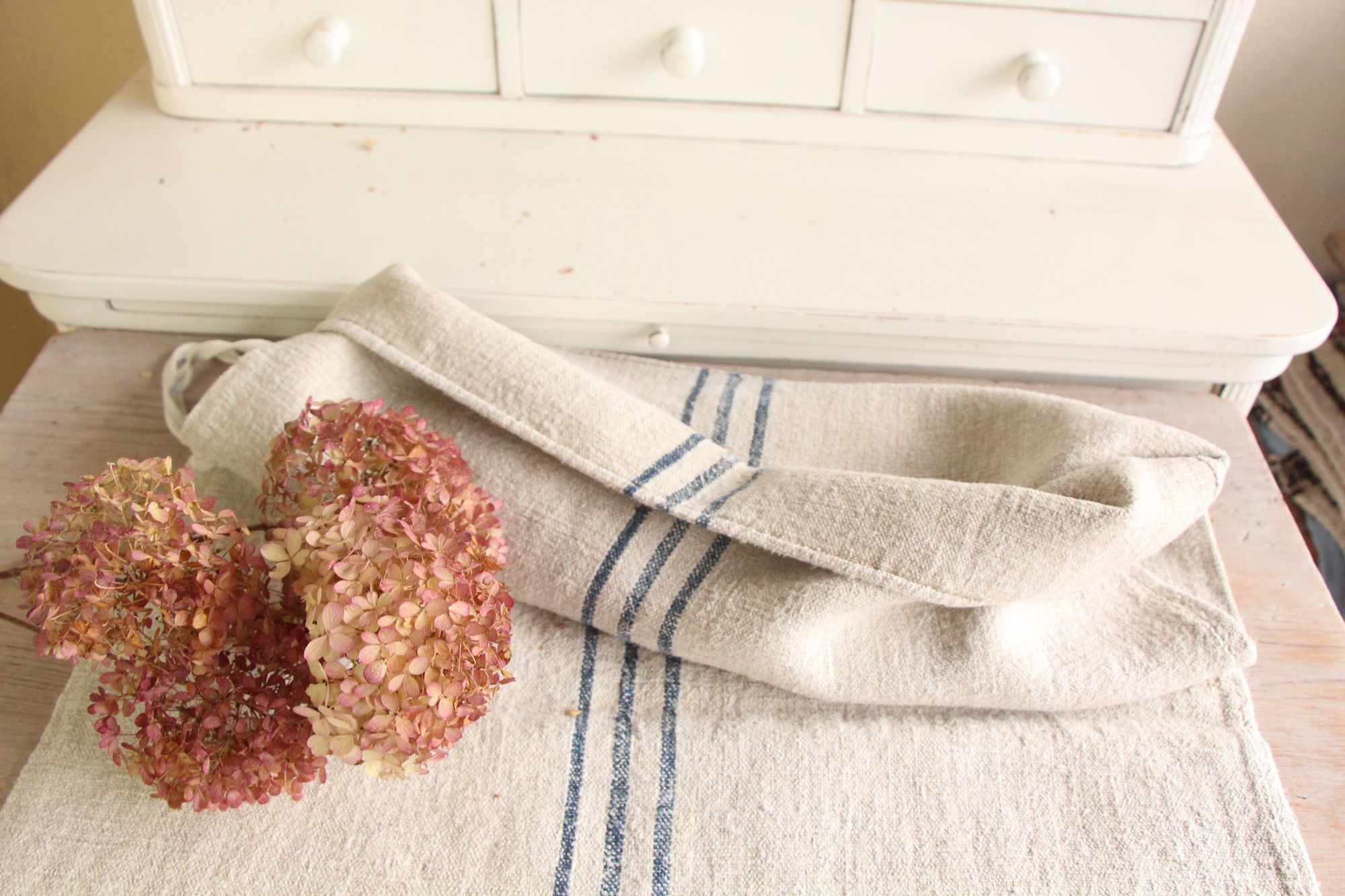 antiker Getreidesack aus Leine, Kissenstoff, Gustavian Style, langlebig, L 789 – Bild 3