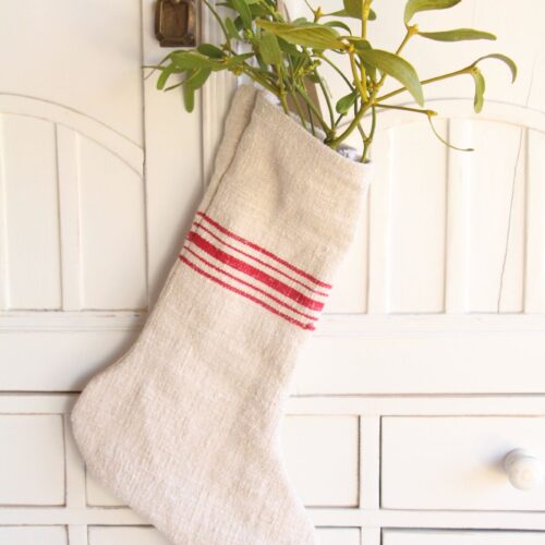 handgemachter Weihnachtsstrumpf aus  antikem Leinen, Socken, A 865