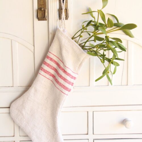 handgemachter antiker Weihnachtsstrumpf aus Leinen, Socken, A 864