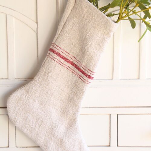 handgemachter antiker Weihnachtsstrumpf aus Leinen, Socken, A 862