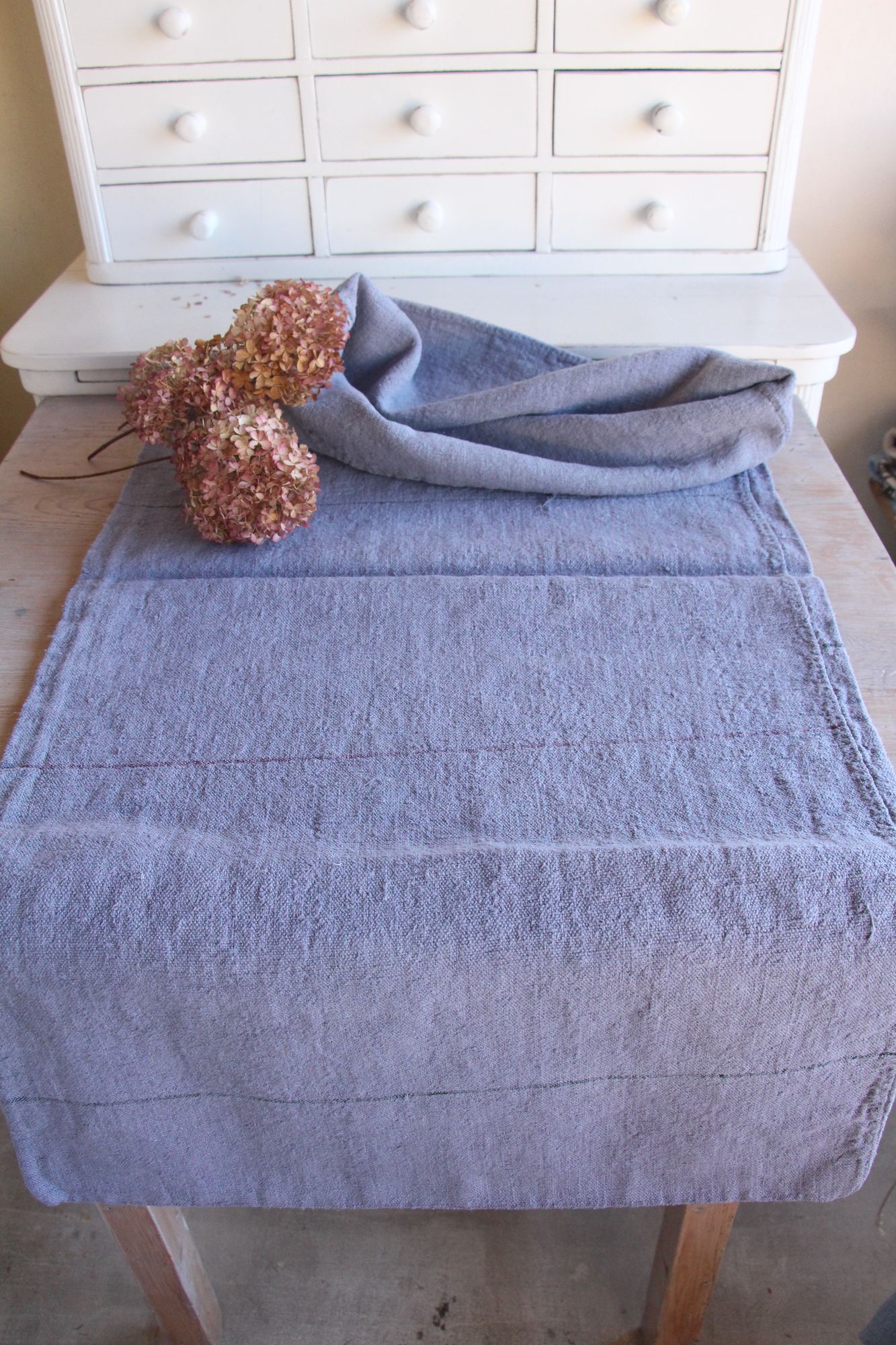 antiker Getreidesack aus Leinen, Tischläufer, Bauernhaus-Dekor, langlebig, L 785 – Bild 2