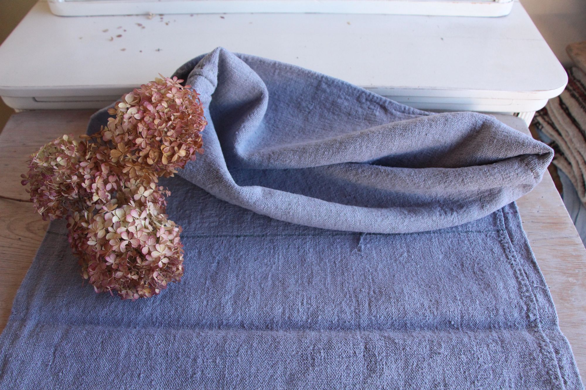 antiker Getreidesack aus Leinen, Tischläufer, Bauernhaus-Dekor, langlebig, L 785 – Bild 5