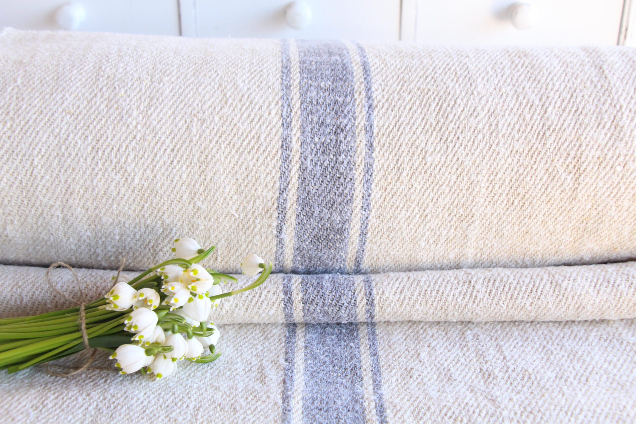 antique linen fabric, 10.93 y, upholstery fabric, faded stripes, durabel, Z 163 - Image 9