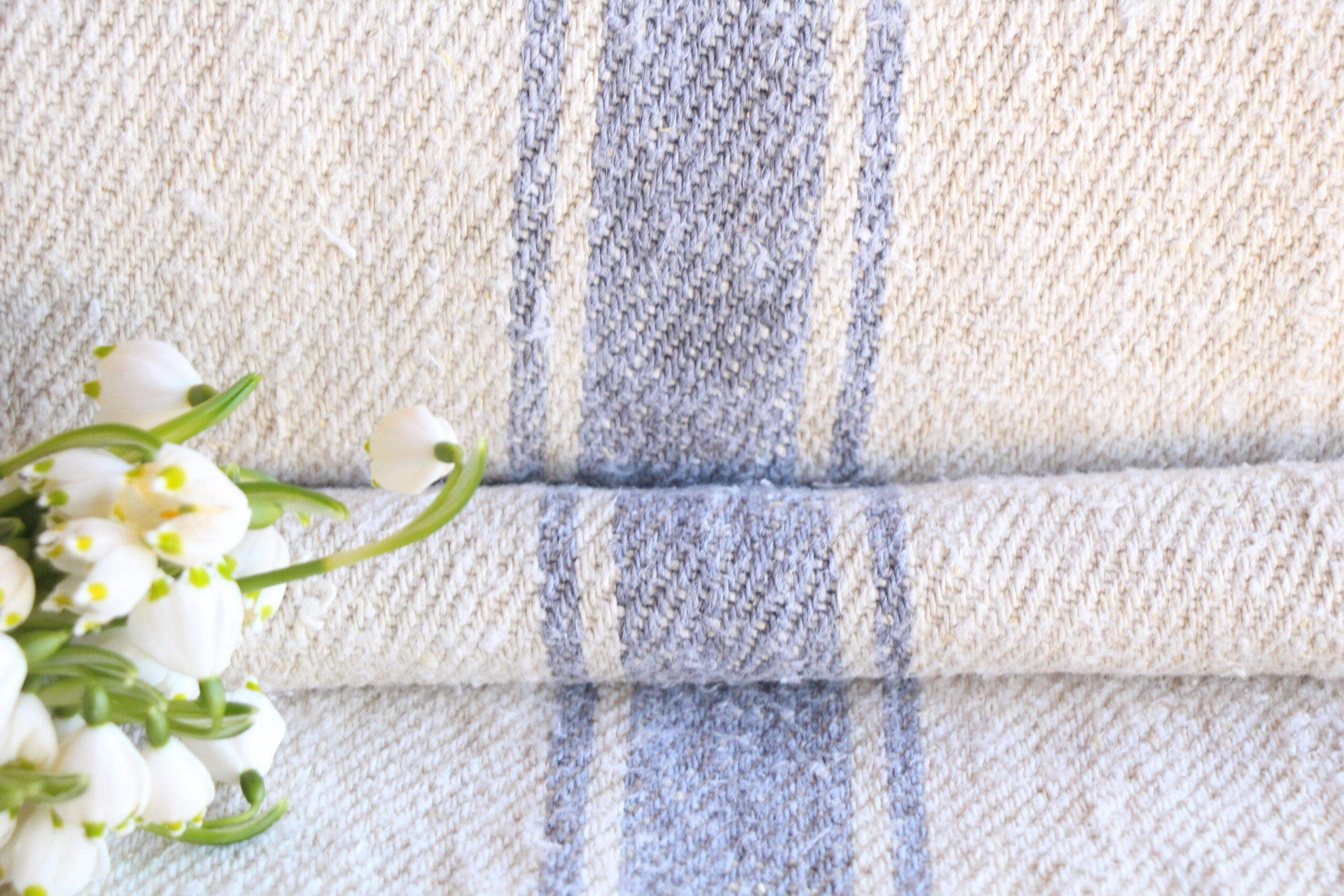 antique linen fabric, 10.93 y, upholstery fabric, faded stripes, durabel, Z 163 - Image 7