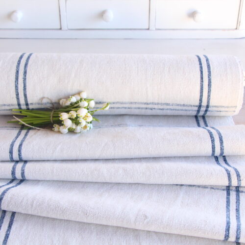 antique linen fabric, 15y, table cloth, faded stripes, durabel, Z 159