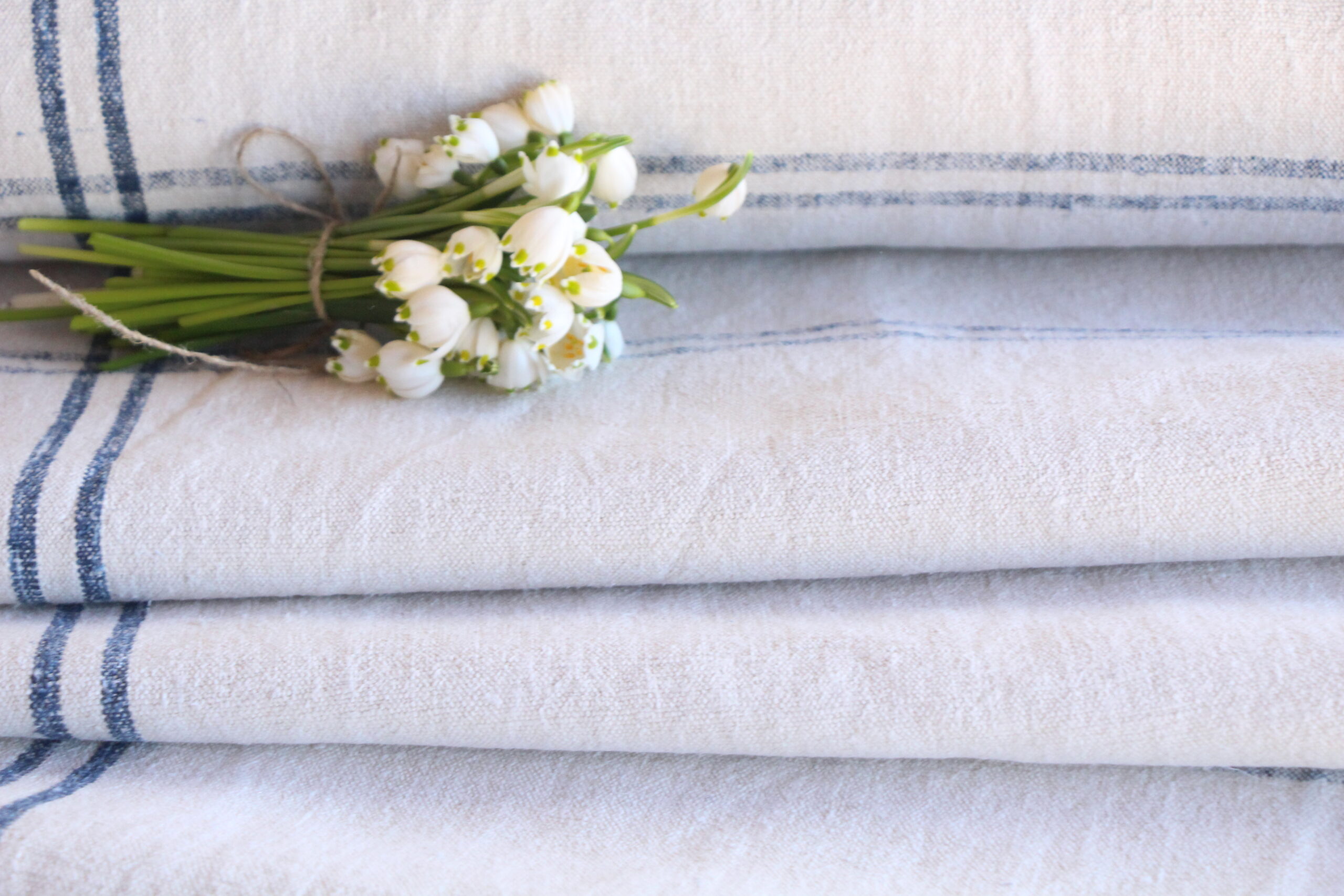 antique linen fabric, 15y, table cloth, faded stripes, durabel, Z 159 - Image 9