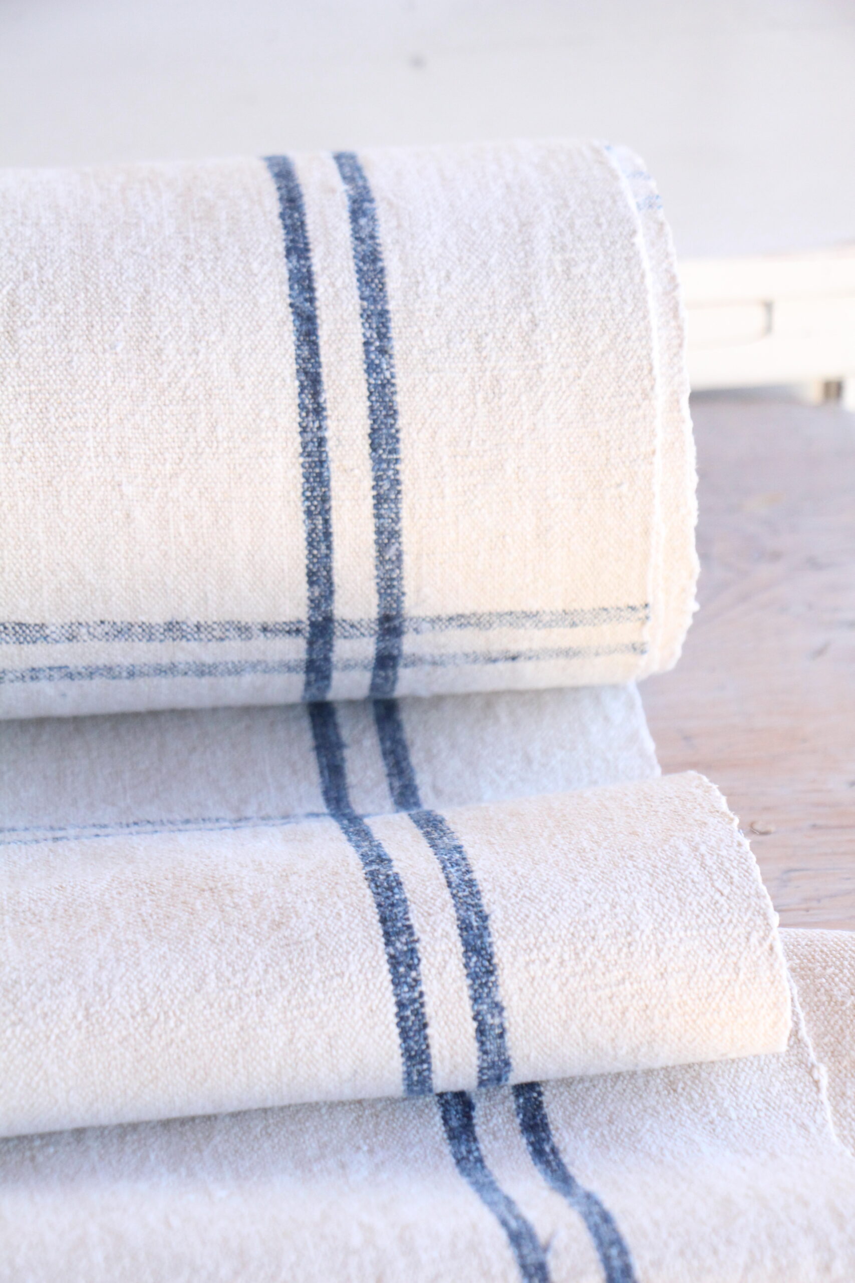 antique linen fabric, 15y, table cloth, faded stripes, durabel, Z 159 - Image 8