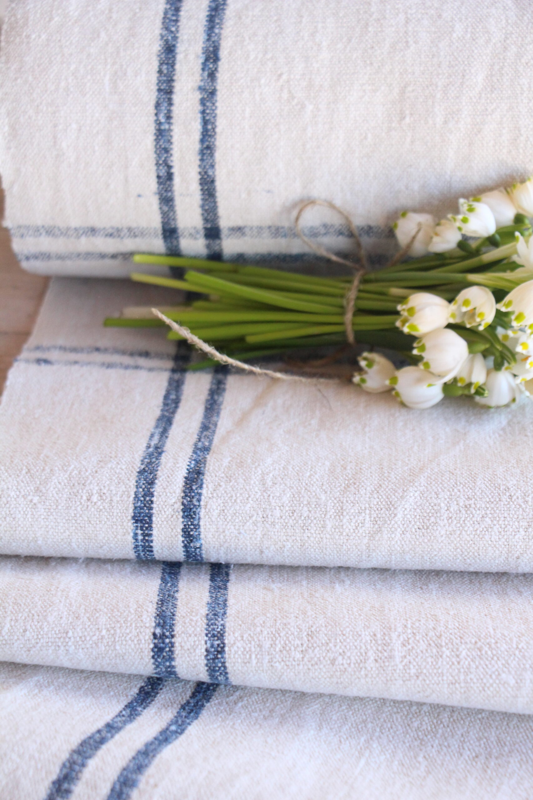 antique linen fabric, 15y, table cloth, faded stripes, durabel, Z 159 - Image 6