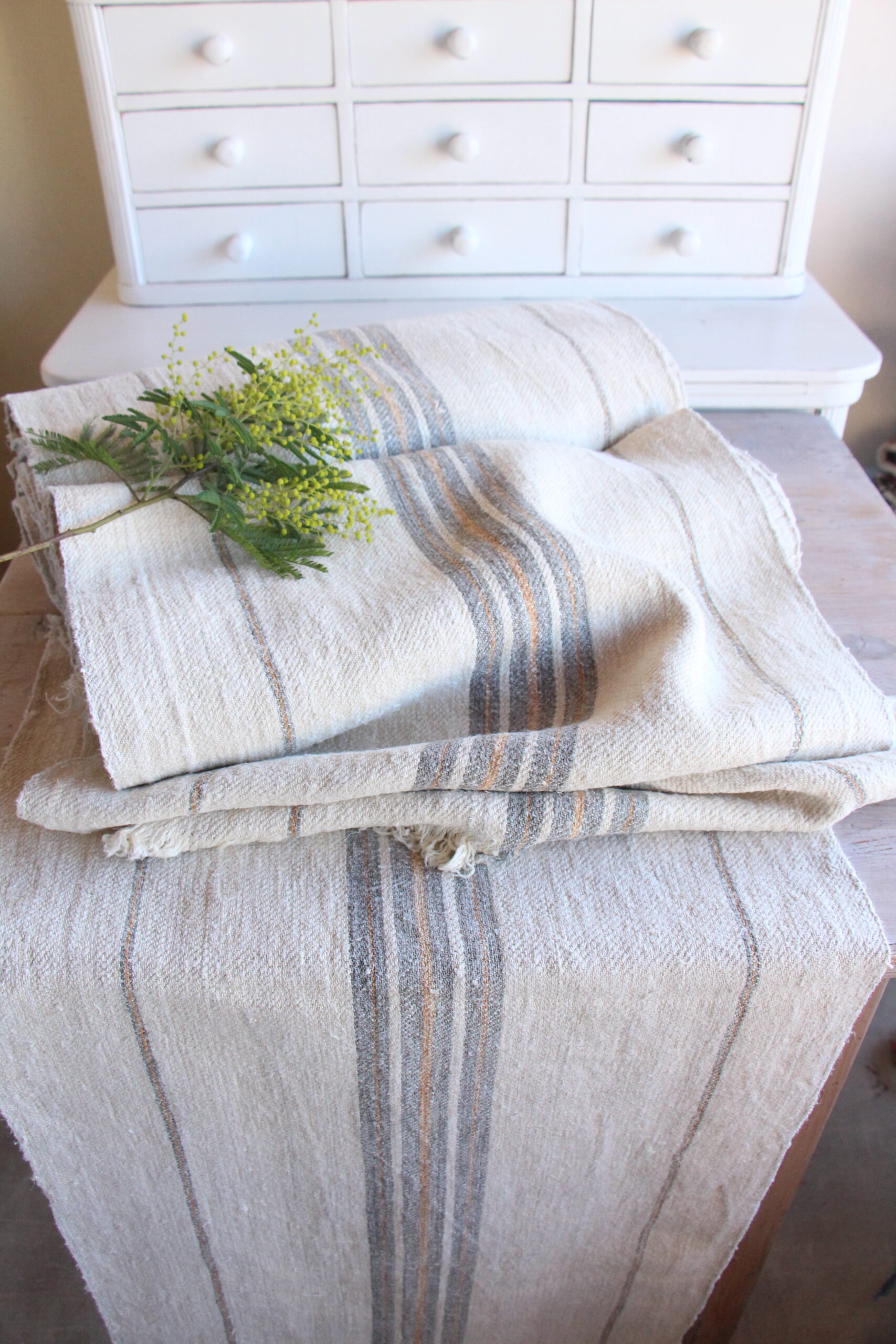 antiker Leinenstoff 17.22y, Großangebot, Polsterstoff, wabi sabi, Z 167 – Bild 12