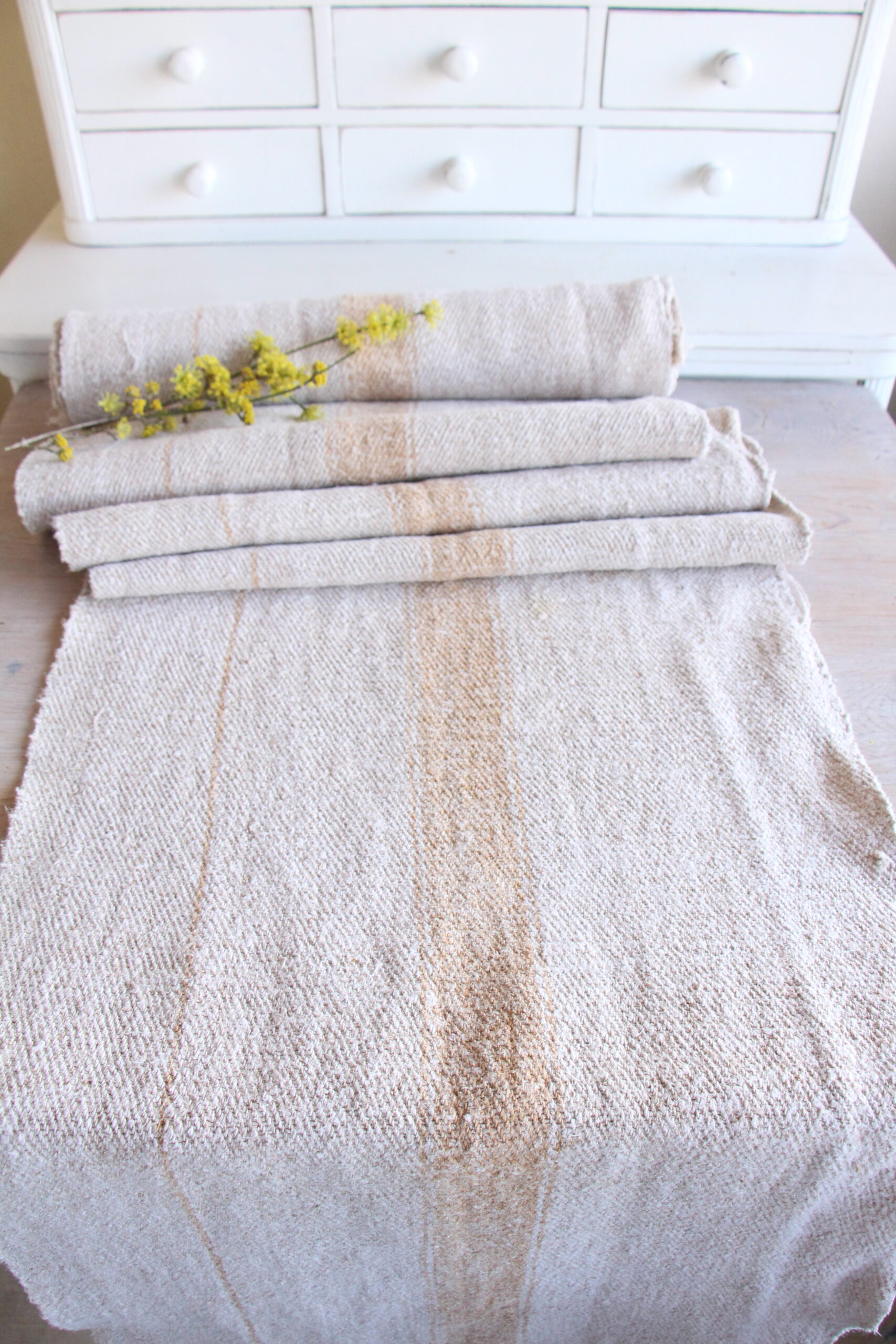 antique linen fabric, 4.48 y, european linen, wedding decor, durabel, T 57 - Image 11