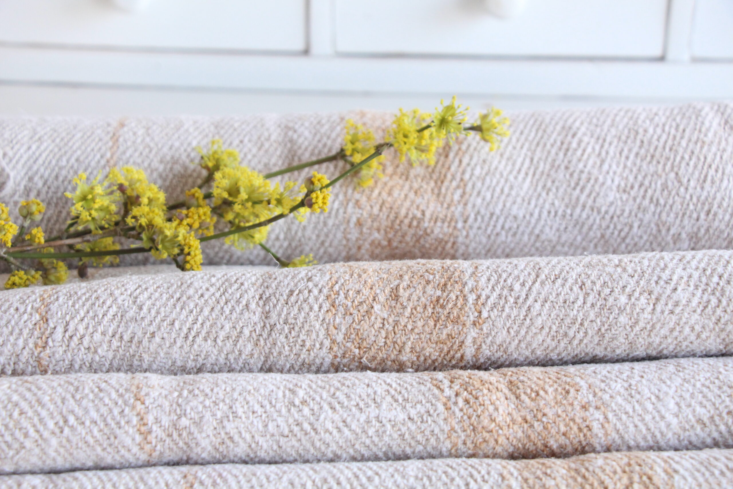 antique linen fabric, 4.48 y, european linen, wedding decor, durabel, T 57 - Image 3